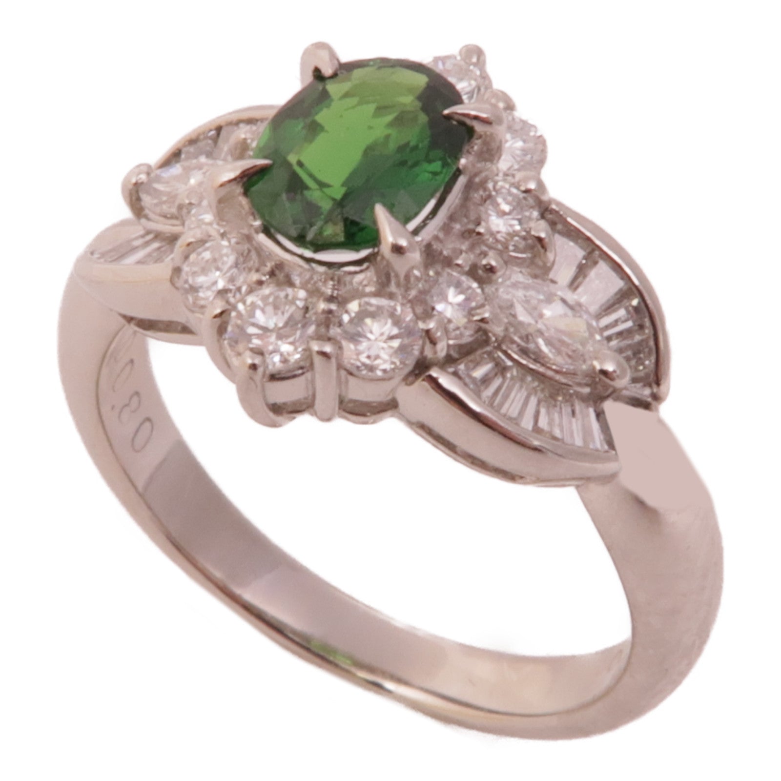 JEWELRY 【激減優惠】JEWELRY PT900鉑金/石榴石/鑽石Garnet/Diamond Ring戒指US#5.75