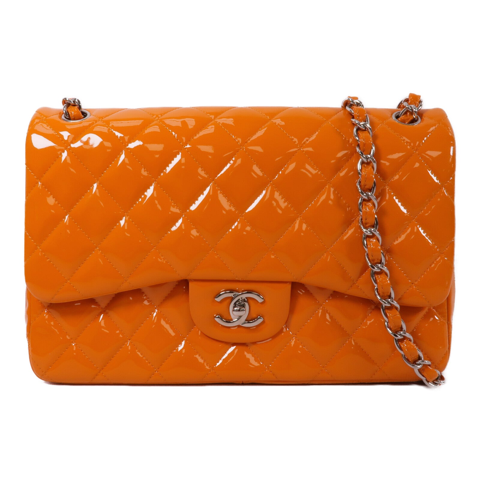 CHANEL 漆皮皮革Large Classic鏈帶肩背袋