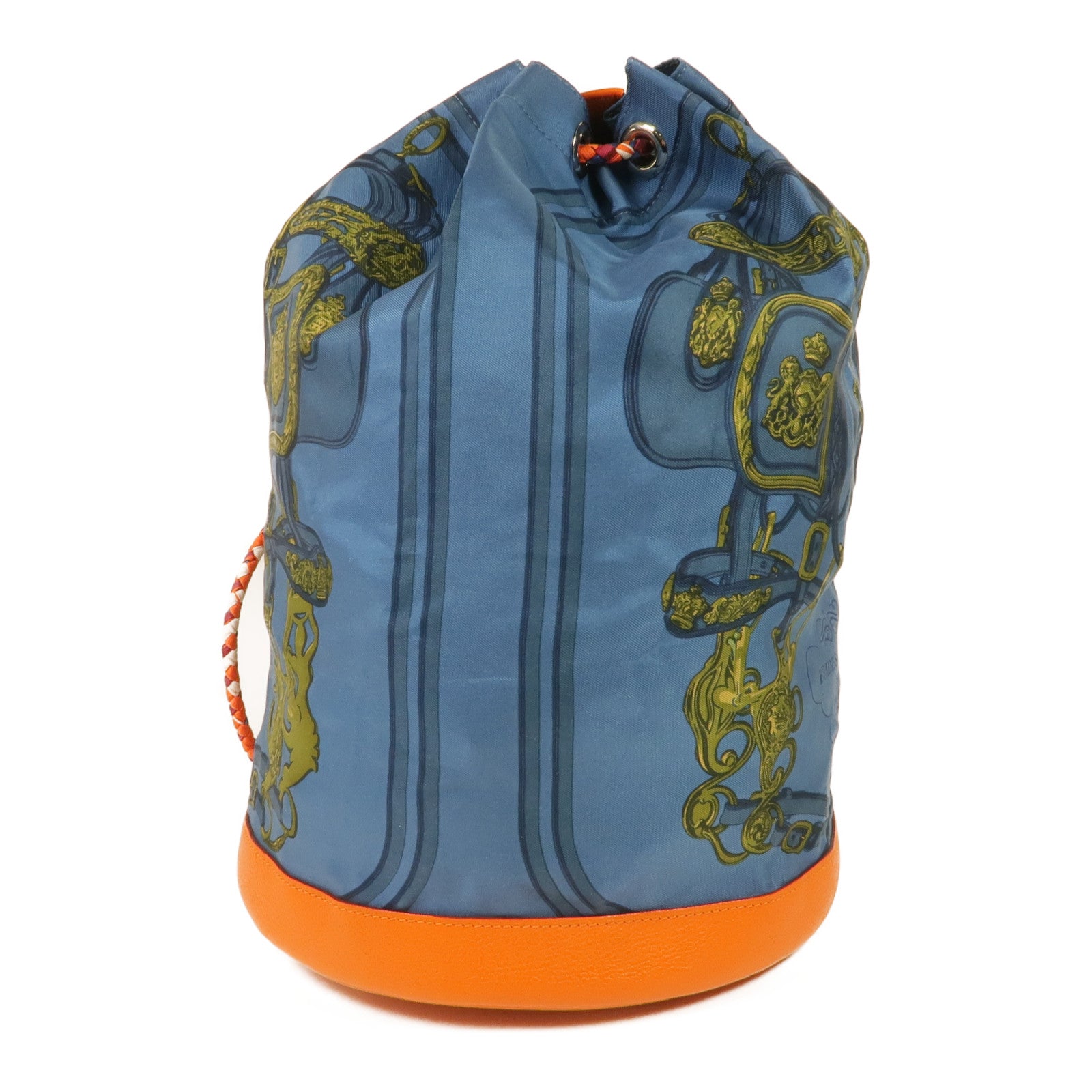 HERMES 絲質/牛皮皮革Soie Cool Backpack銀扣背包