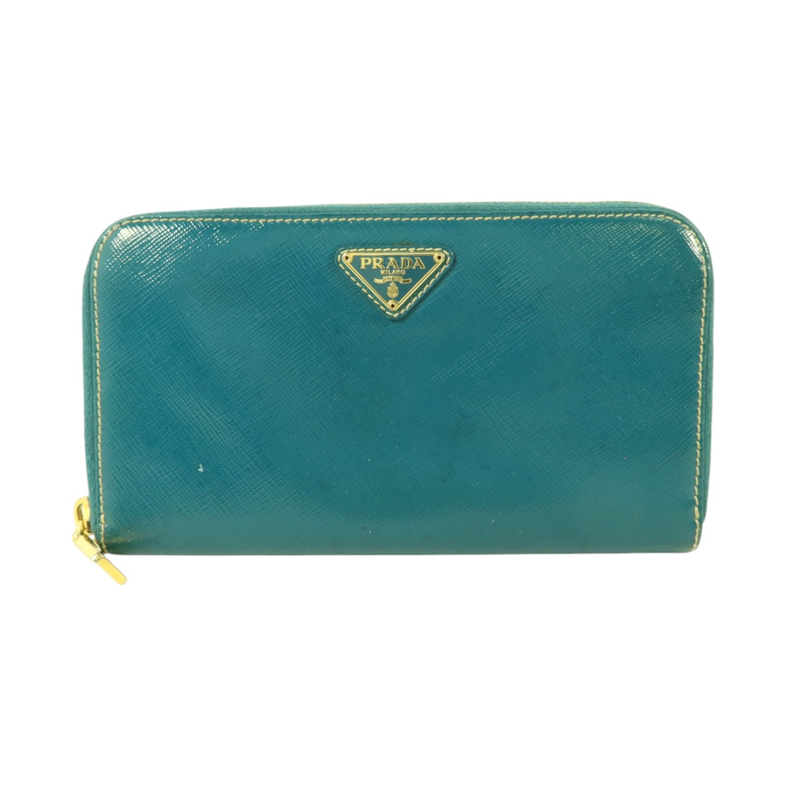 PRADA 漆皮皮革Long Wallet金扣長錢包