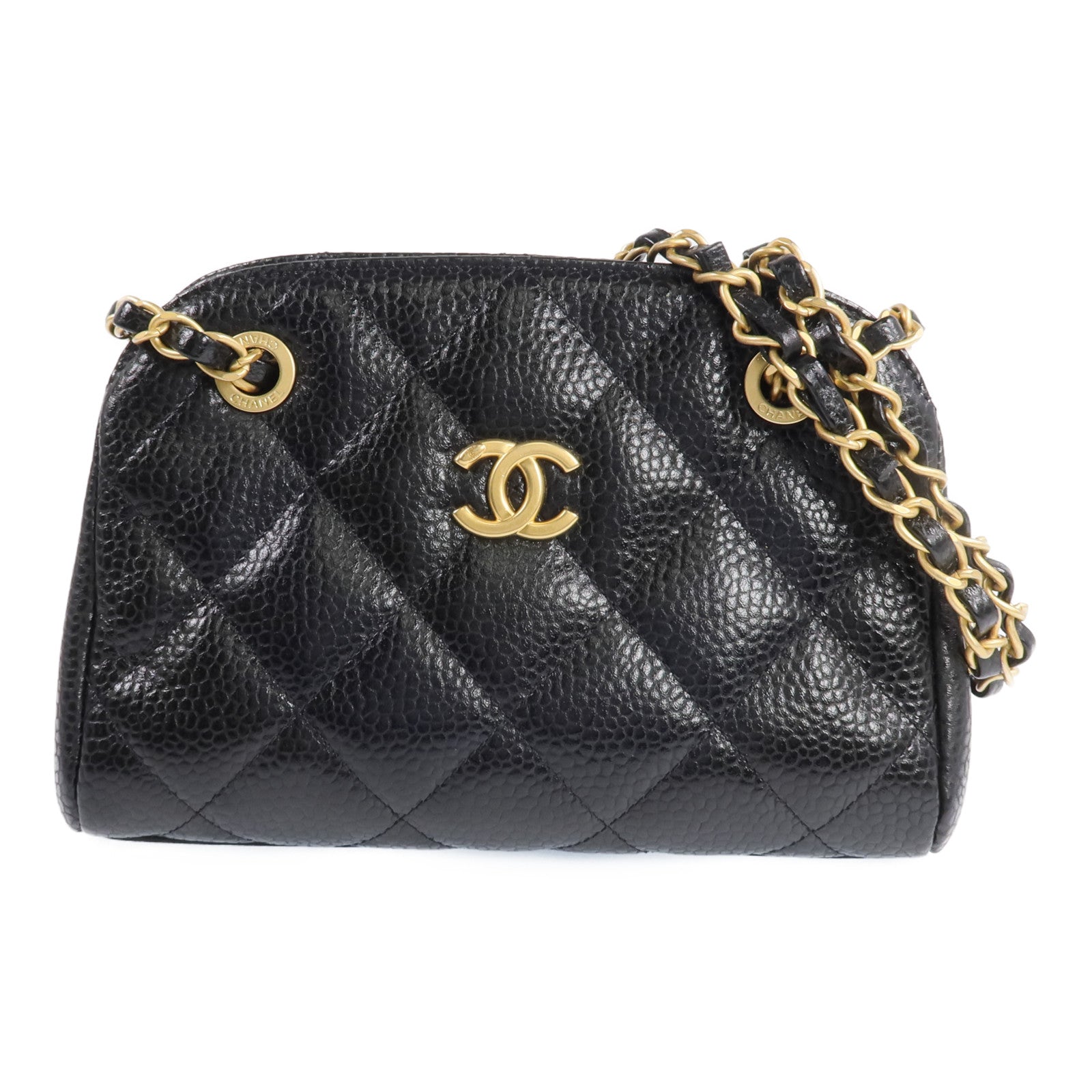 CHANEL 牛皮皮革Bowling Bag金扣肩背袋
