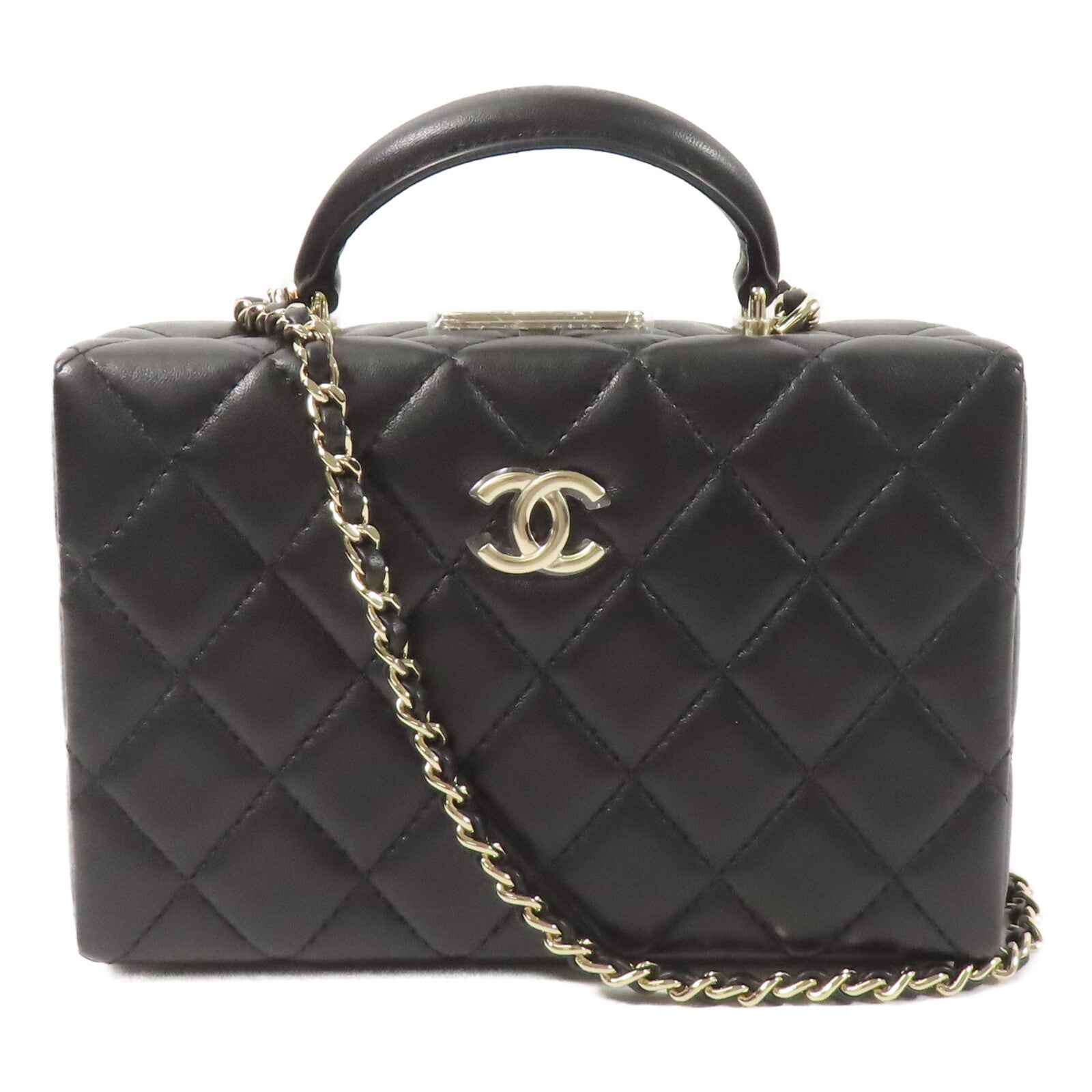 CHANEL 羊皮皮革Small Box鏈帶手挽肩背兩用袋