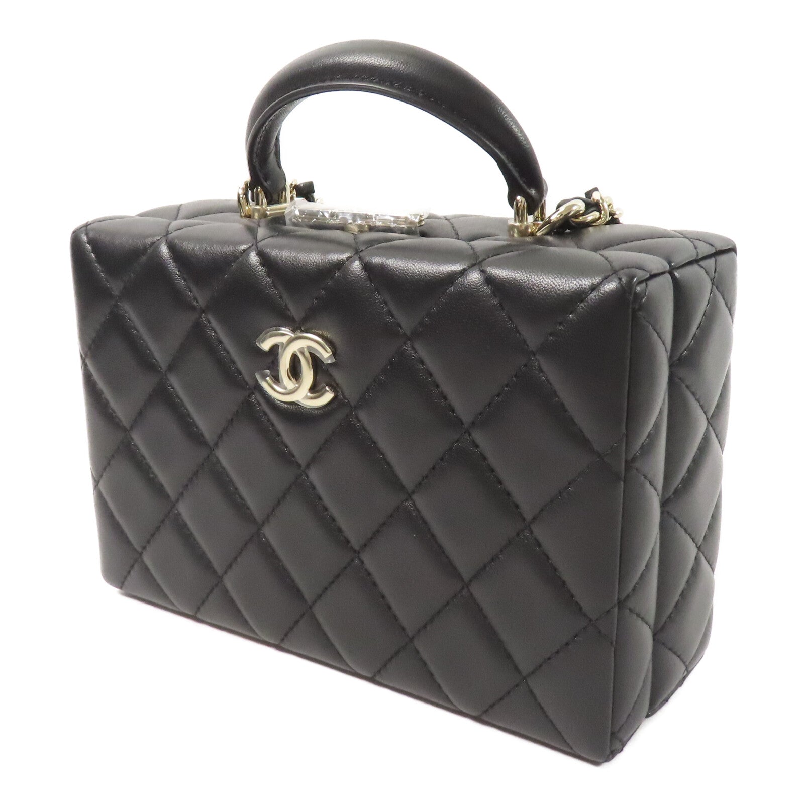 CHANEL 羊皮皮革Small Box鏈帶手挽肩背兩用袋