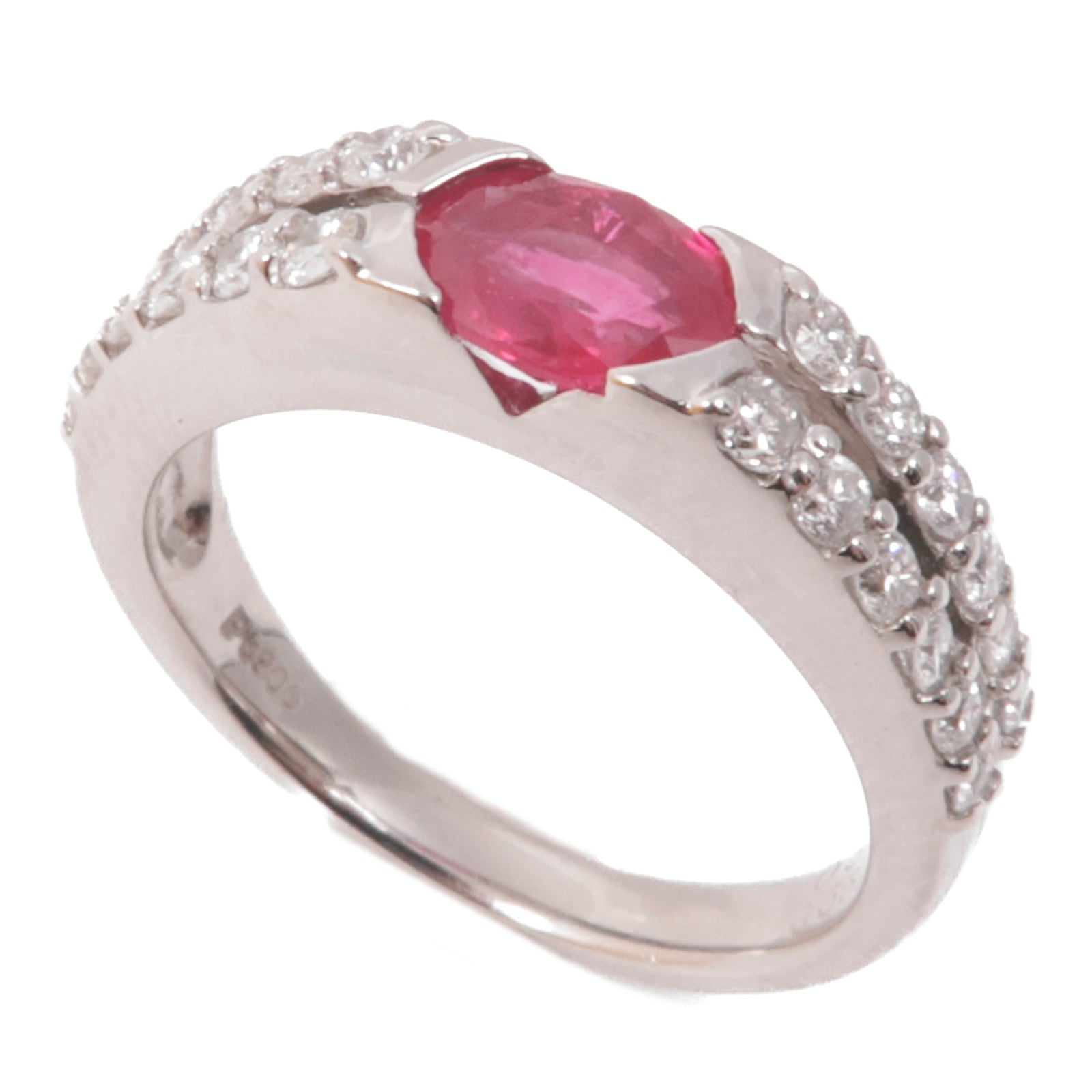 JEWELRY【激減優惠】 JEWELRY PT900鉑金/紅寶石/鑽石Ruby/Diamond Ring戒指US#6.5