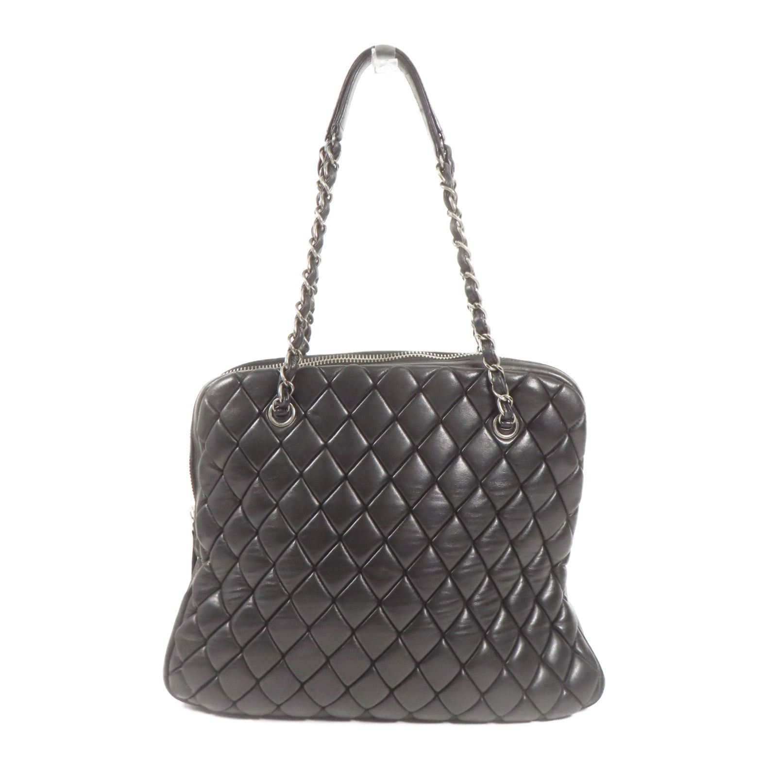 CHANEL 牛皮皮革Chain Shoulder銀扣鏈帶肩背袋