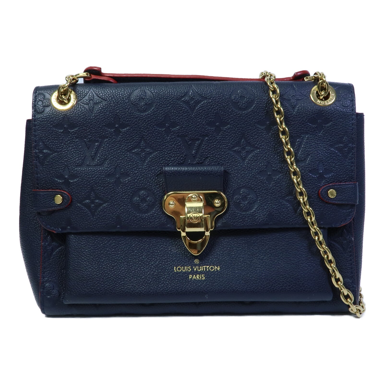 LOUIS VUITTON Monogram Empreinte Vavin PM鏈帶肩背袋深藍色