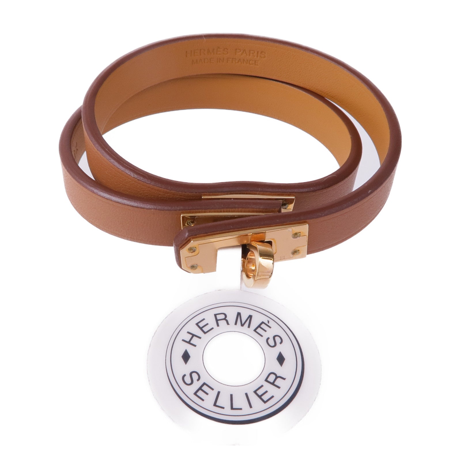 HERMES Swift皮革Mini Kelly Double手鏈Gold