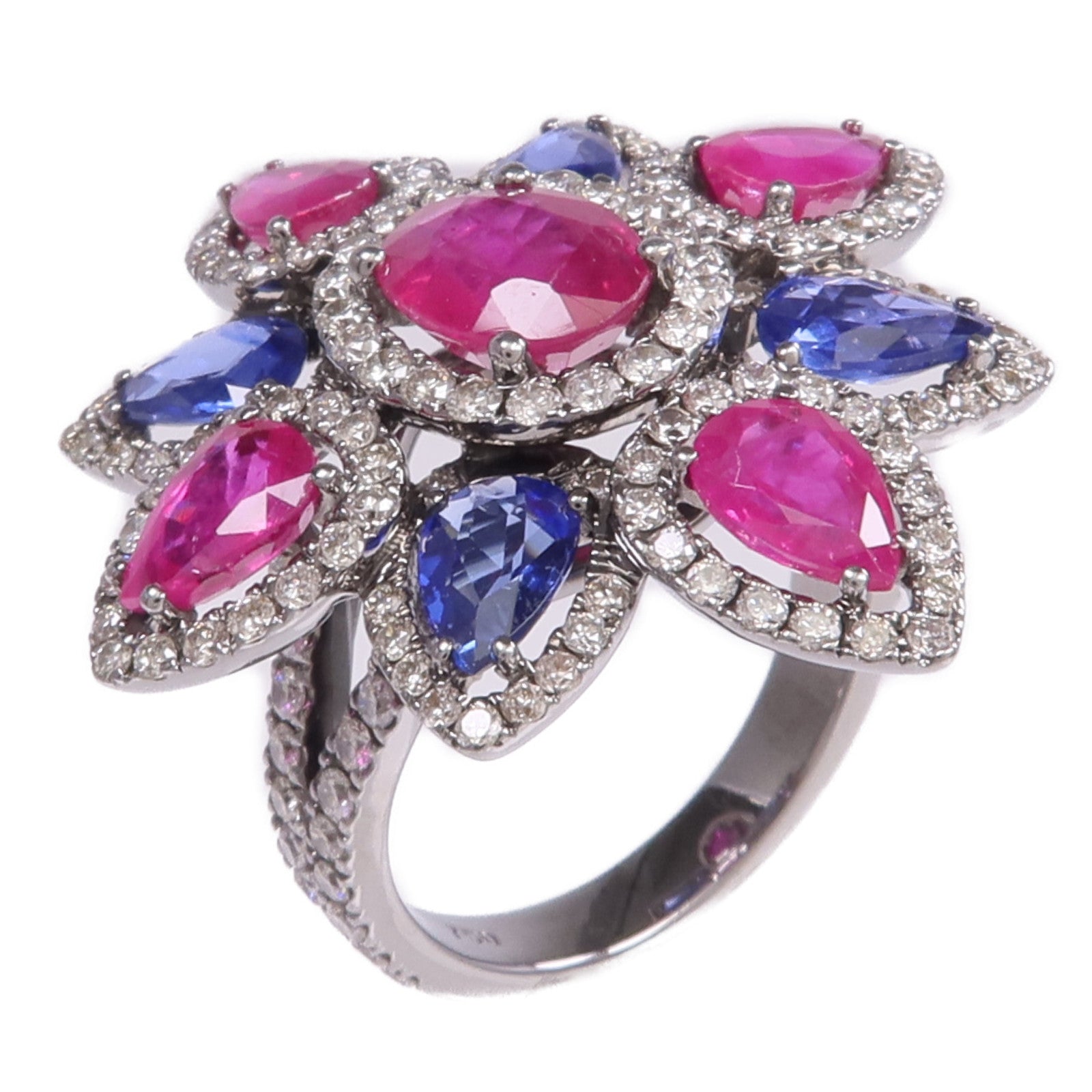 JEWELRY 18K白金Ruby Sapphire Diamond Ring紅寶石/藍寶石/鑽石戒指US#5.75