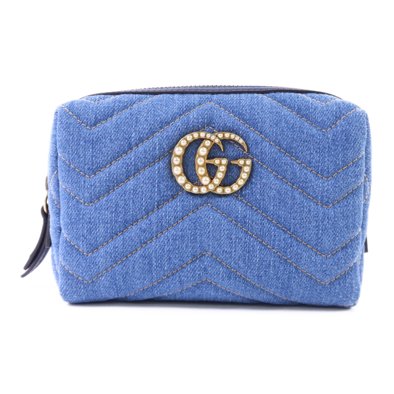 GUCCI 【激減優惠】牛仔布Pouch金扣小袋