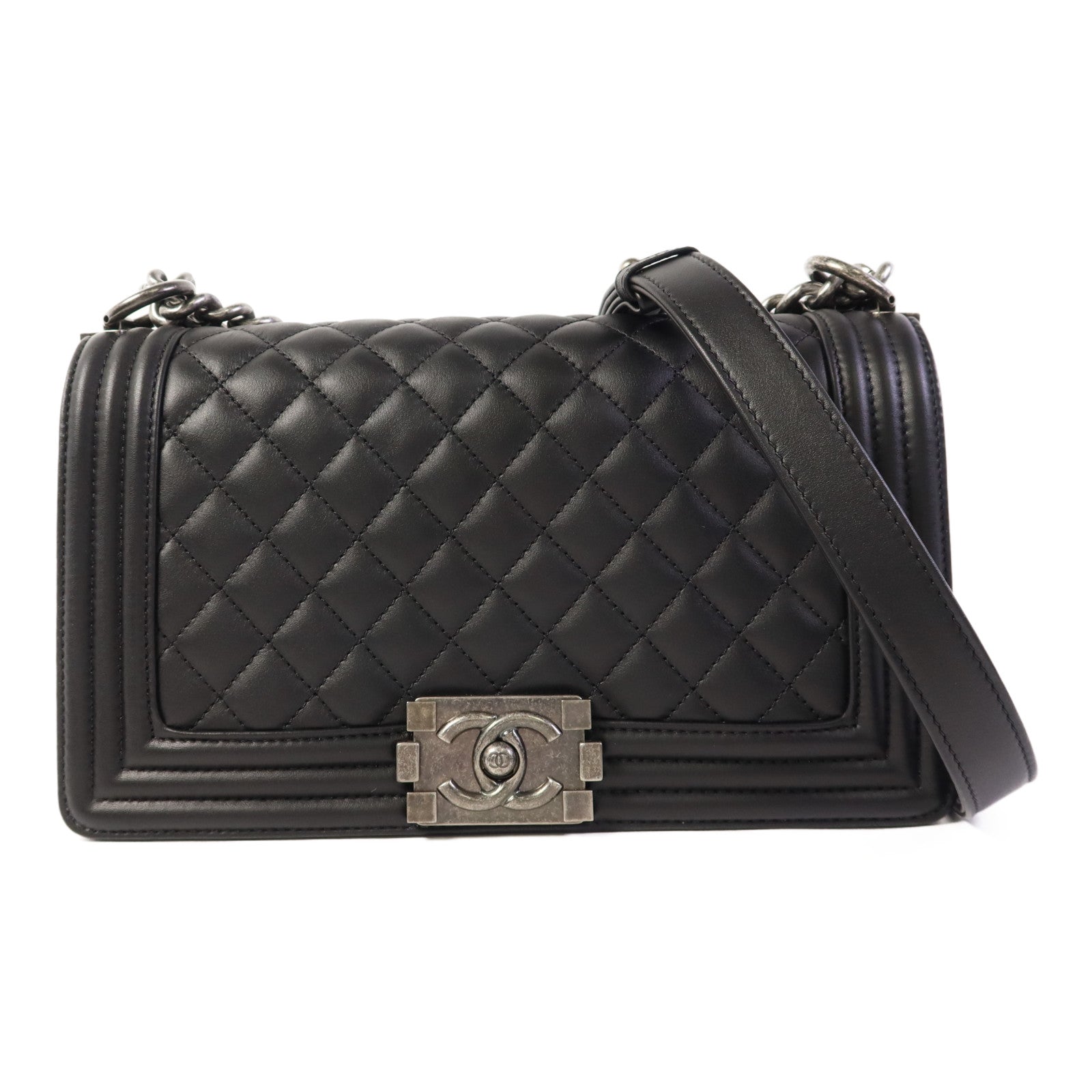 CHANEL 牛皮皮革Boy 25鏈帶肩背袋