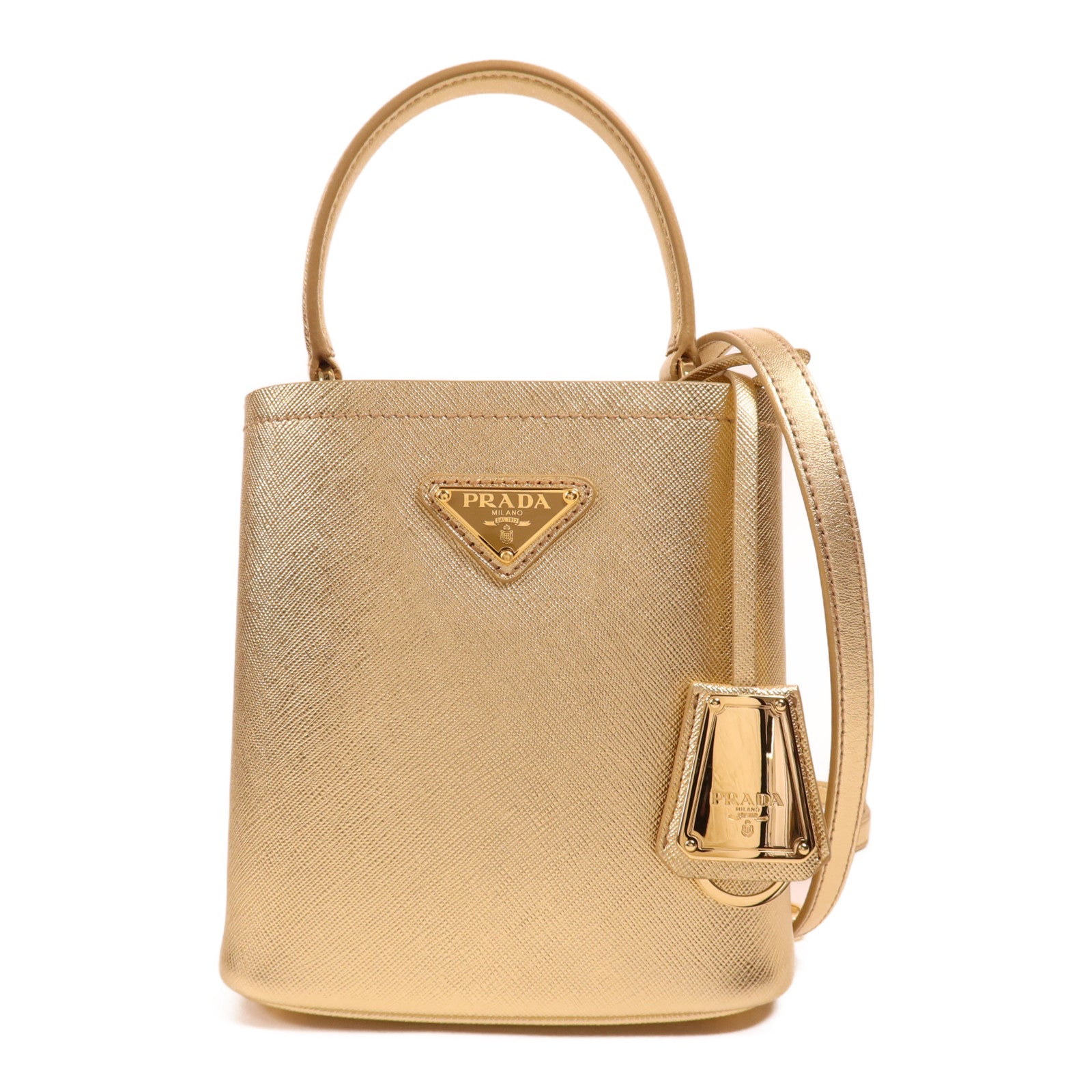 PRADA 牛皮皮革Panier金扣手挽肩背兩用袋