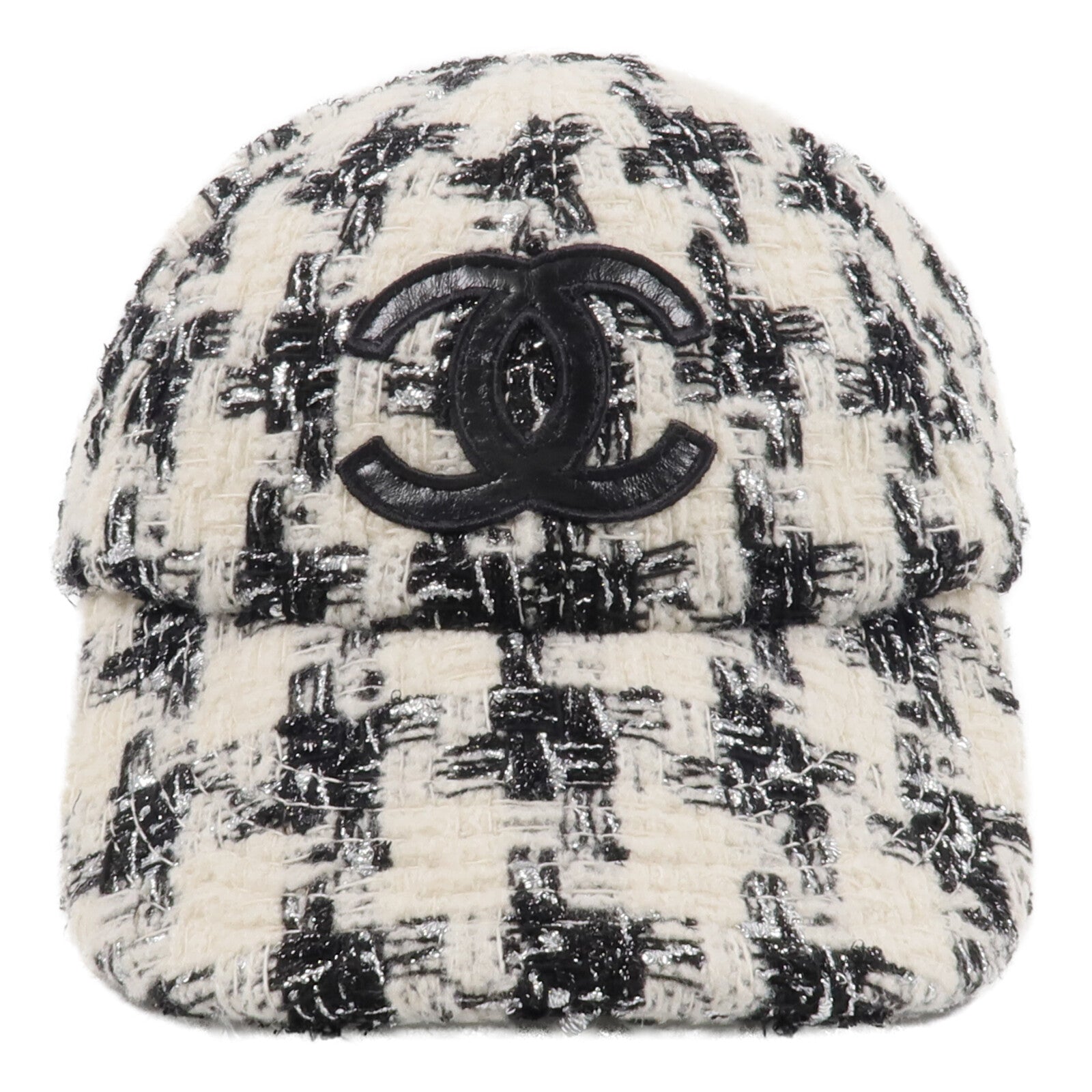 CHANEL 羊毛/聚醯胺/聚酯纖維/絲質/羊皮皮革Tweed CC Cap帽子