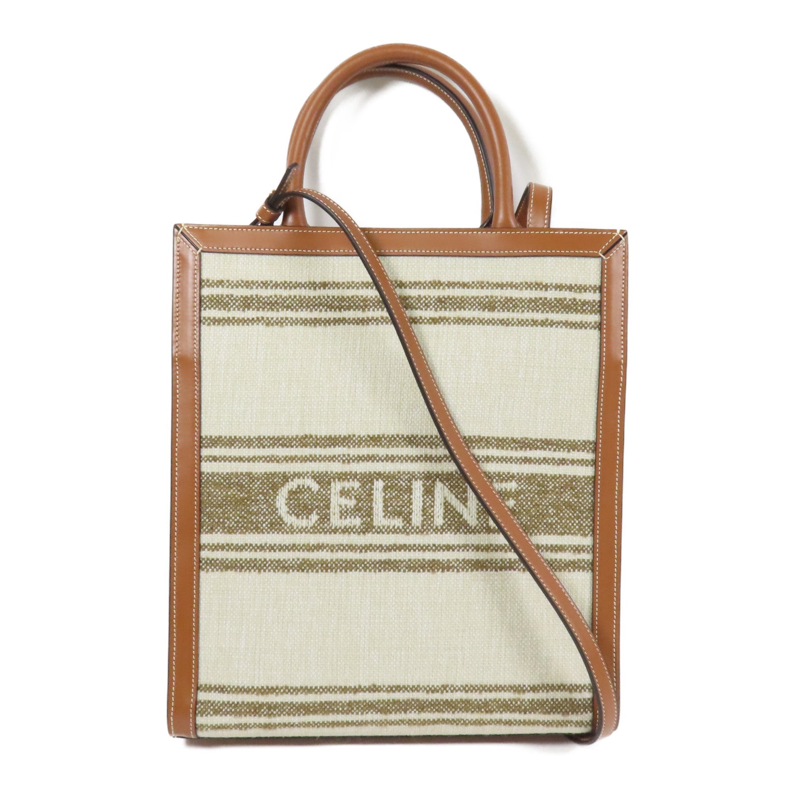 CELINE 帆布Small Vertical Cabas金扣手挽肩背兩用袋