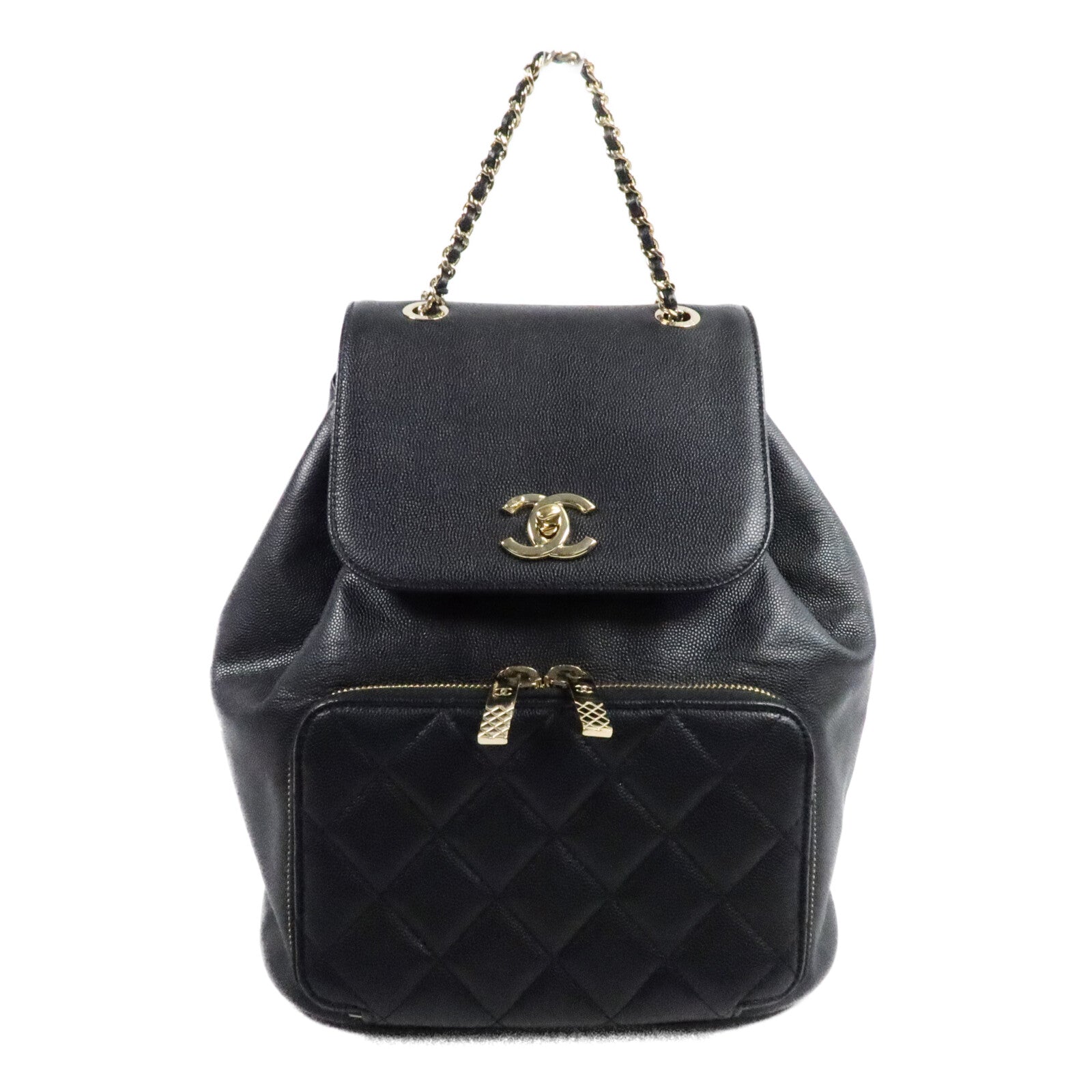 CHANEL 牛皮皮革Business Affinity Backpack鏈帶背包