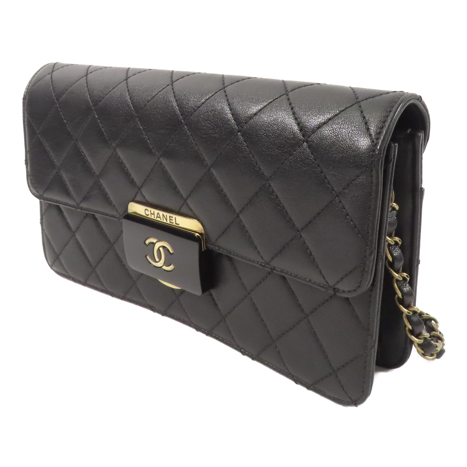 CHANEL 牛皮皮革Beauty Lock Flap鏈帶肩背袋