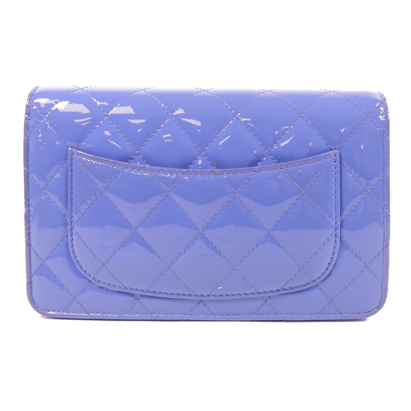 CHANEL 漆皮皮革Wallet On Chain銀扣鏈帶肩背袋