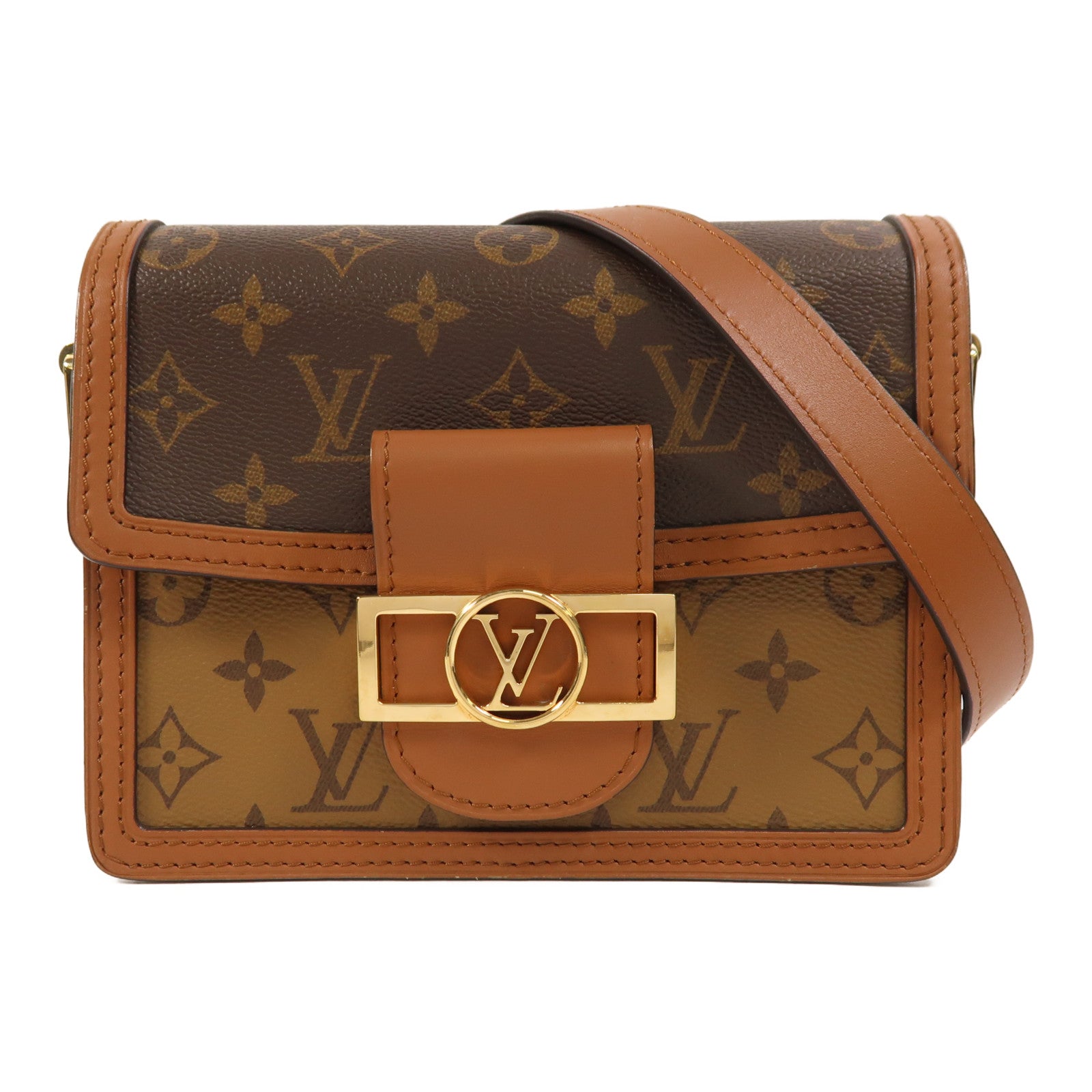 LOUIS VUITTON 【激減優惠】Monogram Reverse Mini Dauphine金扣肩背袋