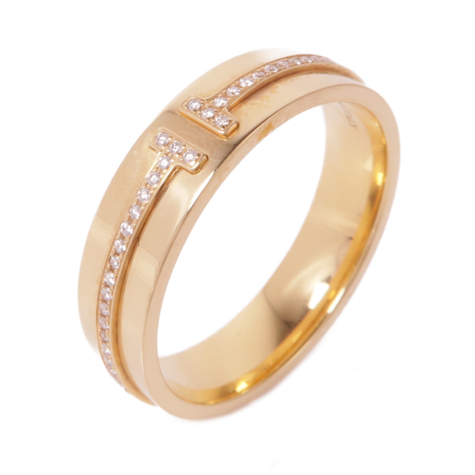 TIFFANY&CO 18K玫瑰金T Narrow Diamond Ring鑽石戒指US#10