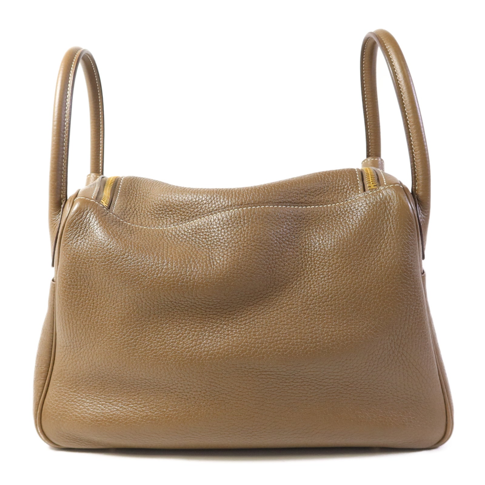 HERMES Clemence皮革Lindy 30金扣手挽肩背兩用袋Etoupe