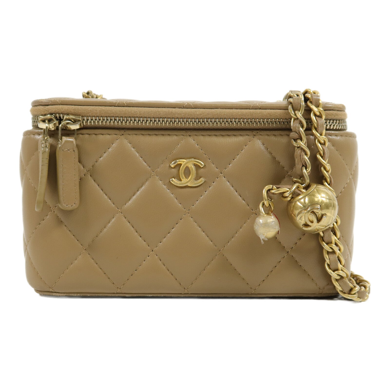 CHANEL 羊皮皮革Vanity Case鏈帶肩背袋