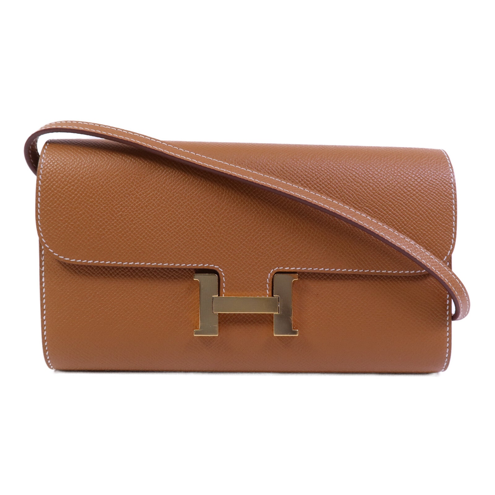 HERMES Epsom皮革Constance To Go金扣肩背袋Gold