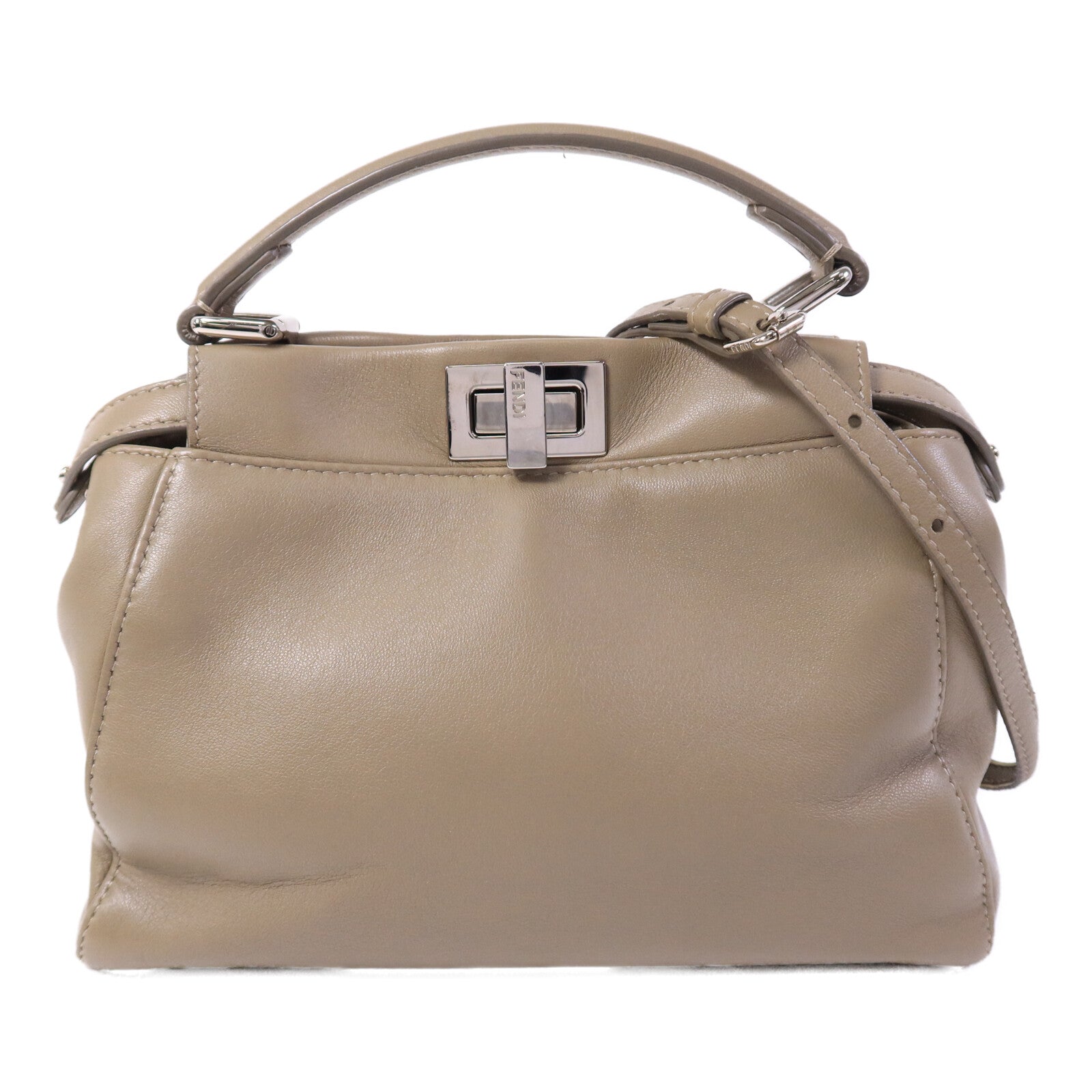 FENDI 牛皮皮革Peekaboo Mini手挽肩背兩用袋