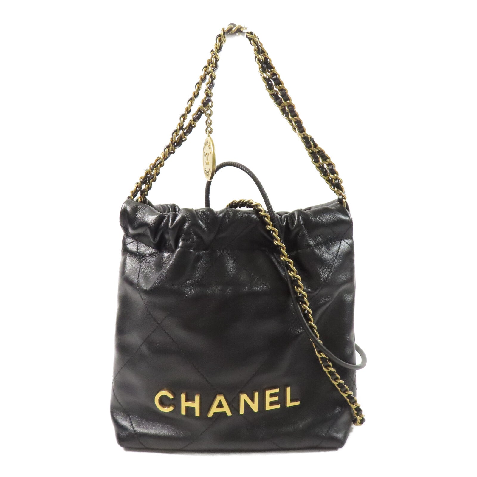 CHANEL 牛皮皮革Chanel 22 Mini鏈帶手挽肩背兩用袋