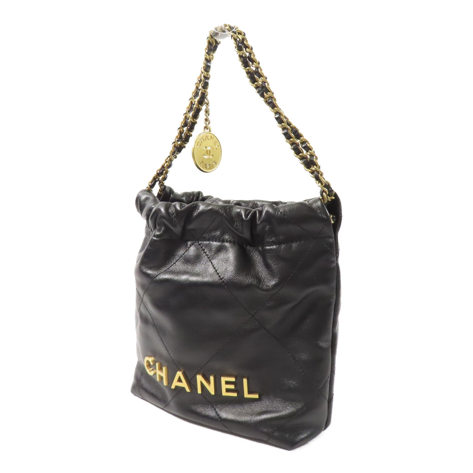 CHANEL 牛皮皮革Chanel 22 Mini鏈帶手挽肩背兩用袋