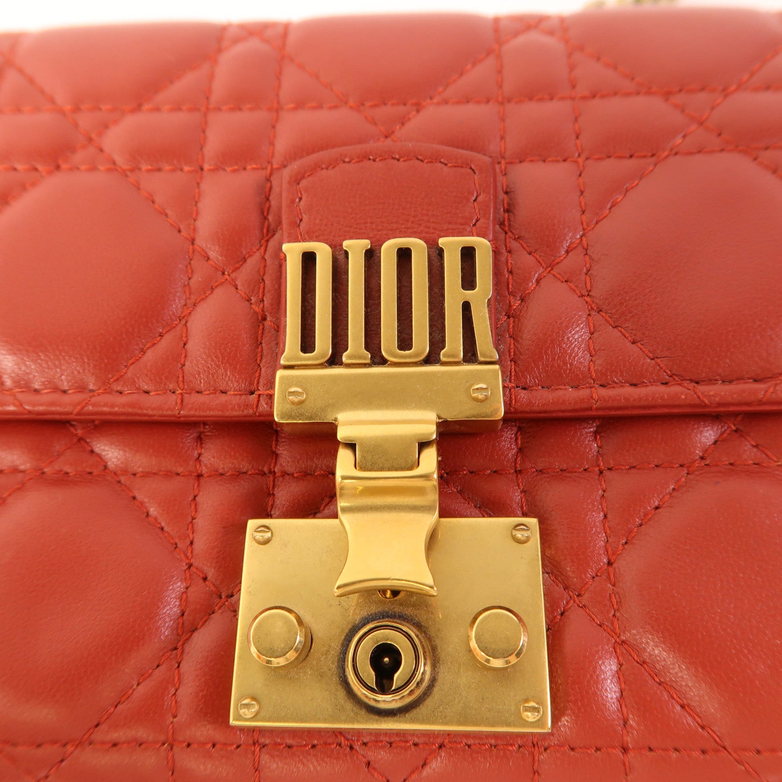 Dior 牛皮皮革Chain Shoulder Bag金扣鏈帶肩背袋