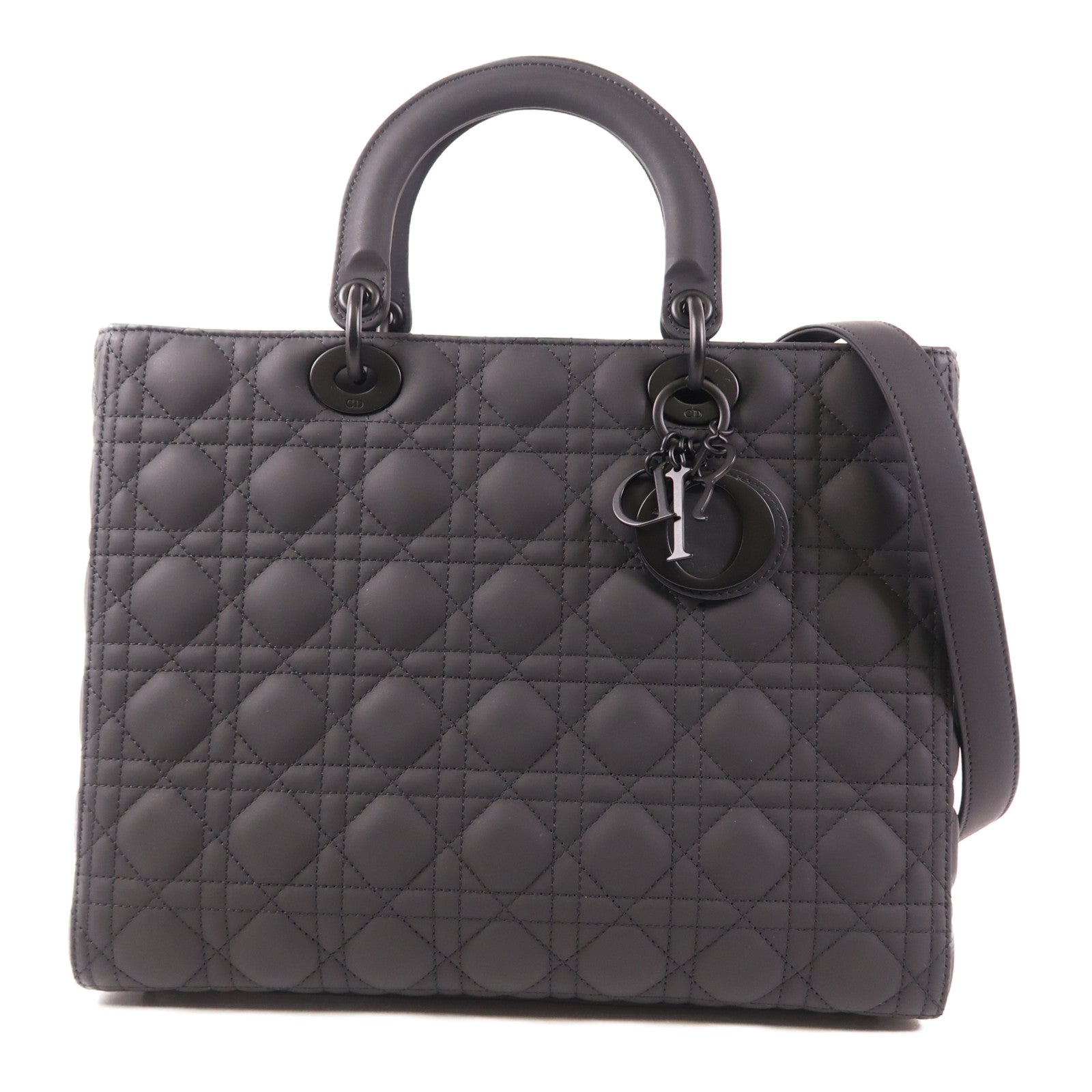 Christian Dior CD Lady Dior Large 2 Way Bag Calfskin Leather Black