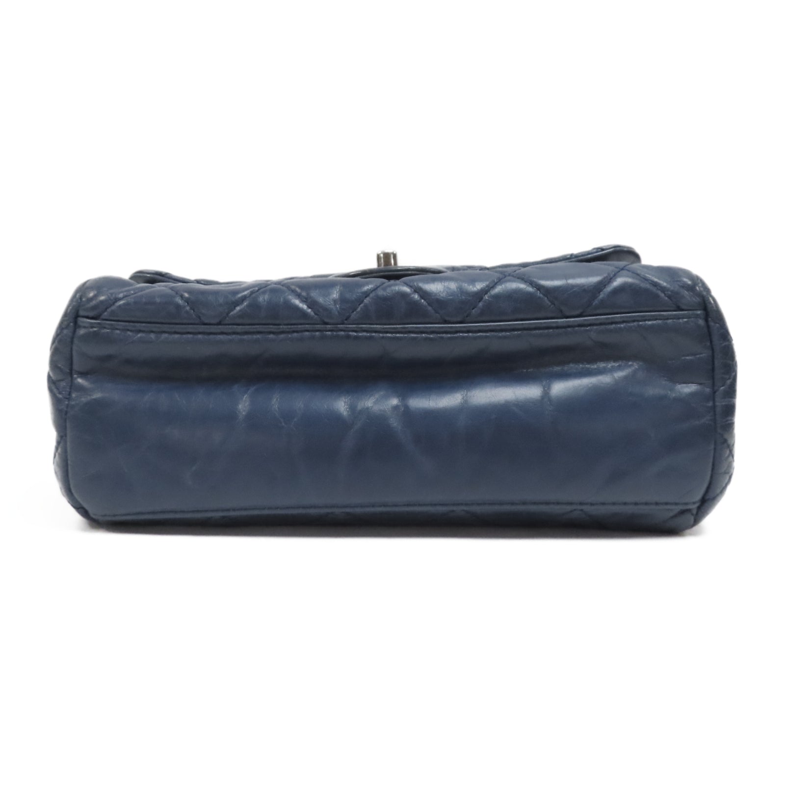 CHANEL 【激減優惠】菱格牛皮皮革Chain Shoulder銀扣鏈帶肩背袋藍色