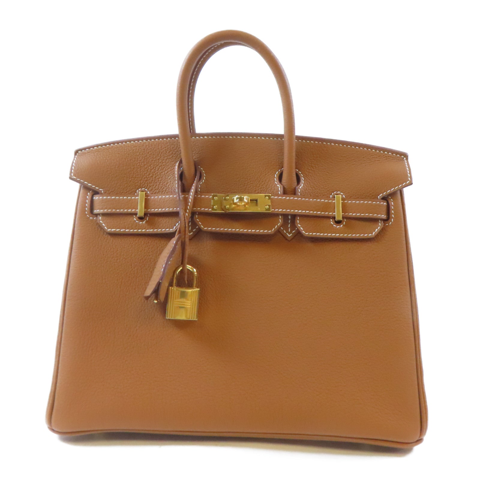 HERMES Togo皮革Birkin 25金扣手挽肩背兩用袋Gold/駝色