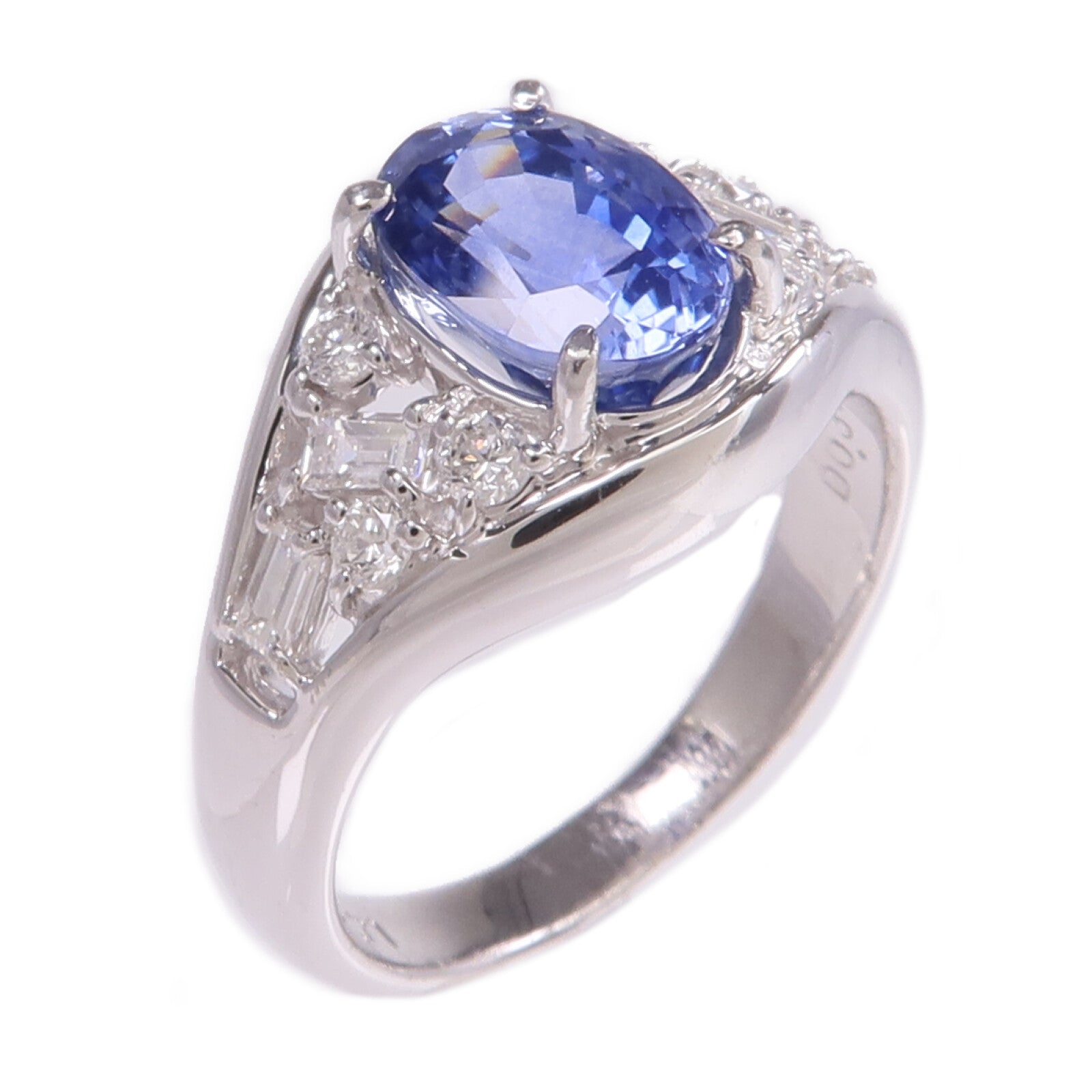 JEWELRY PT900鉑金Sapphire Diamond Ring藍寶石/鑽石戒指US#6.25