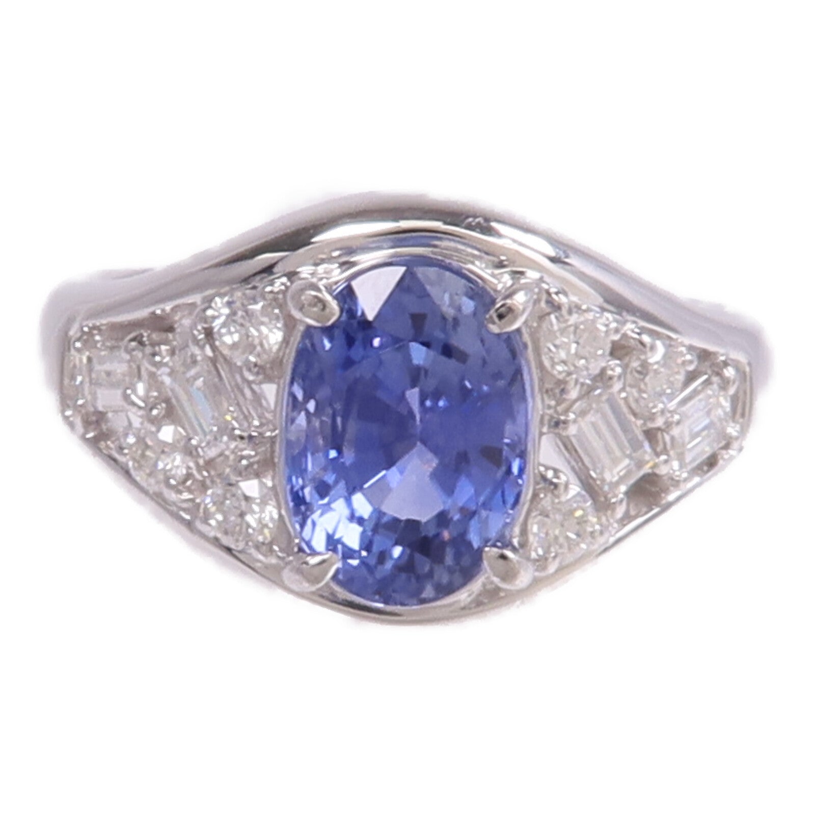 JEWELRY PT900鉑金Sapphire Diamond Ring藍寶石/鑽石戒指US#6.25