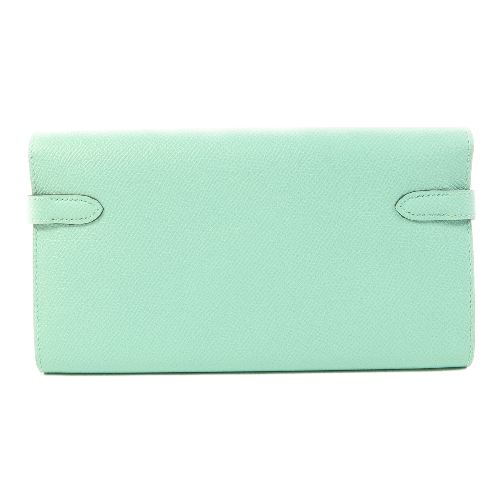 HERMES 【激減優惠】Epsom皮革Kelly Long Wallet金扣長錢包Atoll