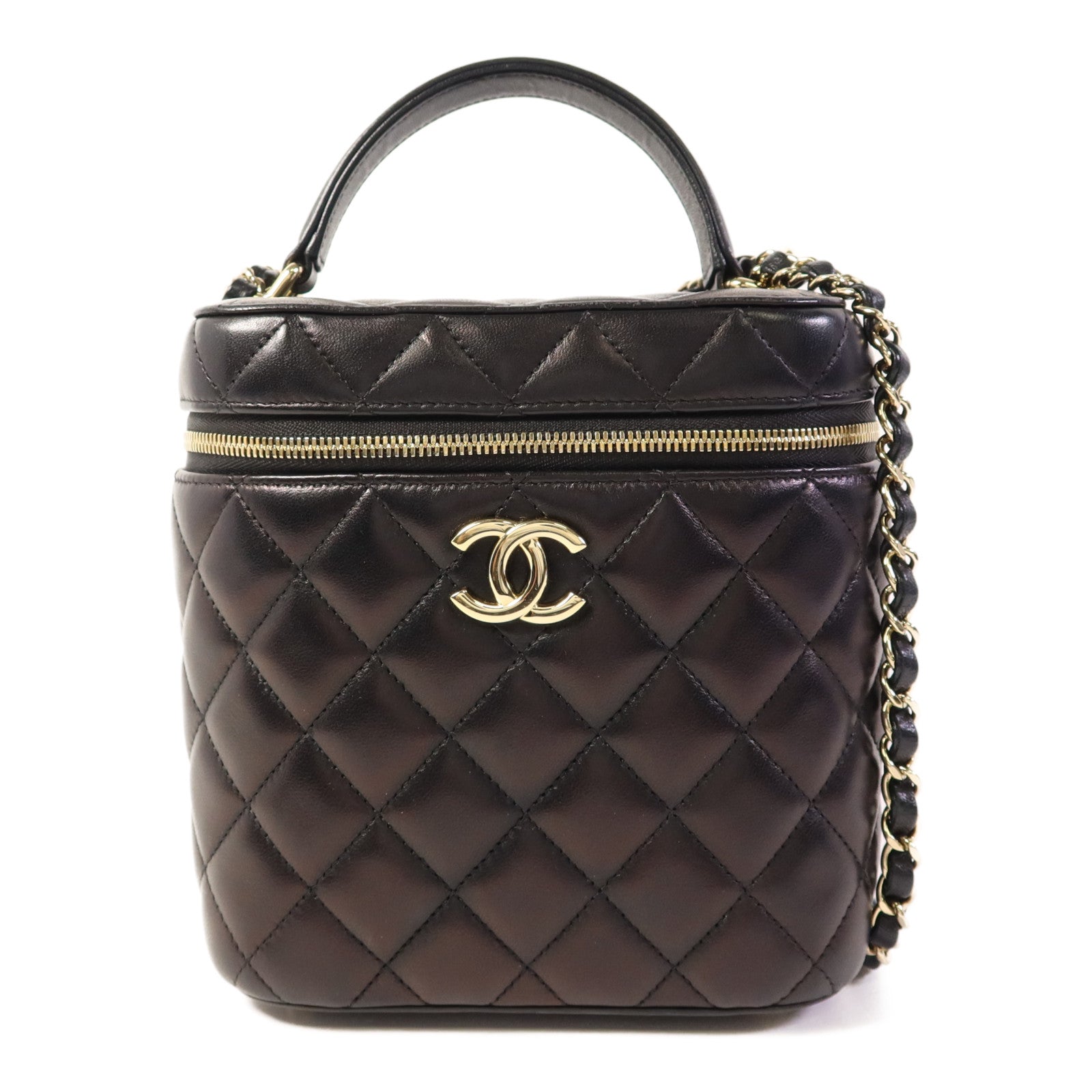 CHANEL 【激減優惠】羊皮皮革Vanity Case金扣手挽肩背兩用袋