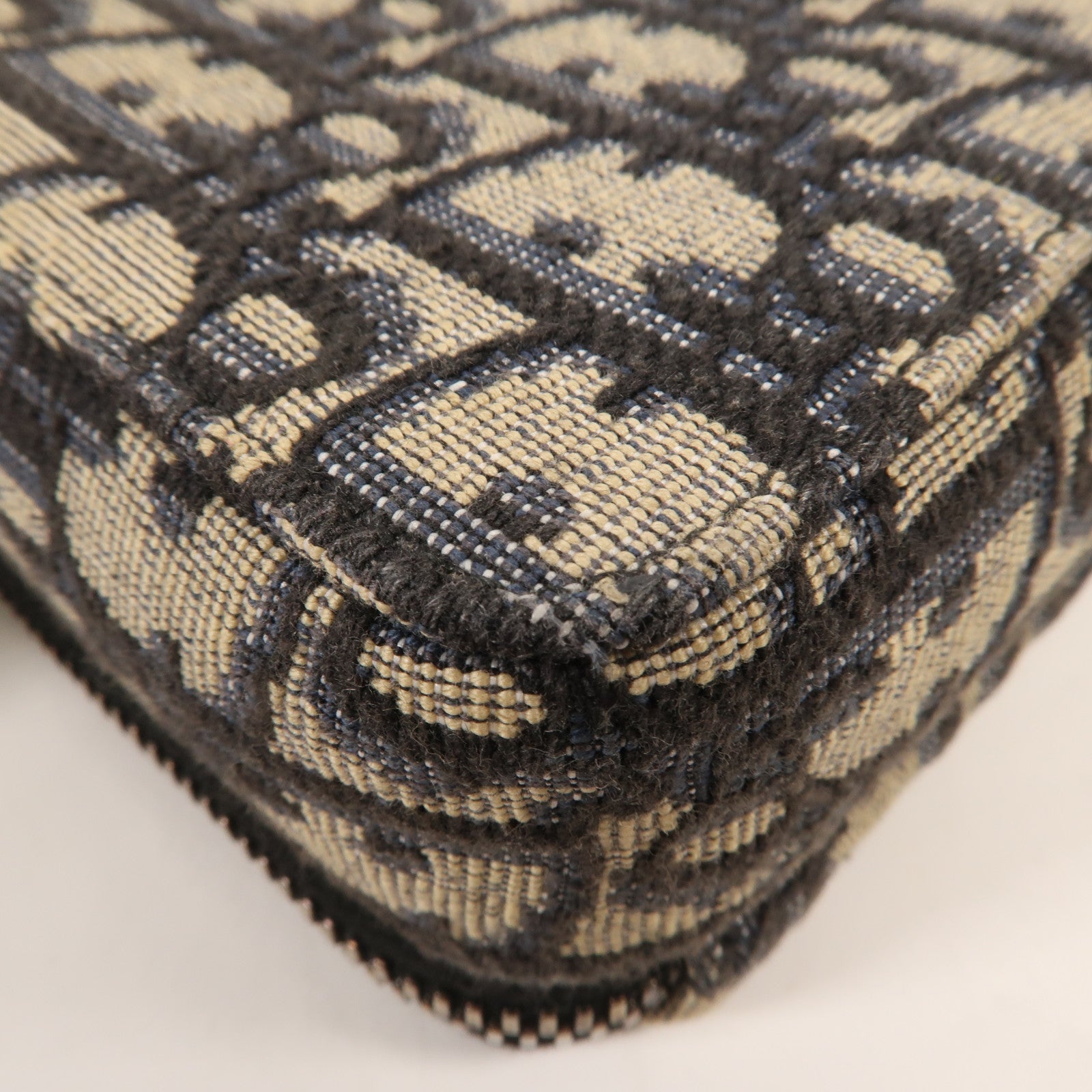 Dior Oblique帆布Zipper Pouch With Strap銀扣肩背袋