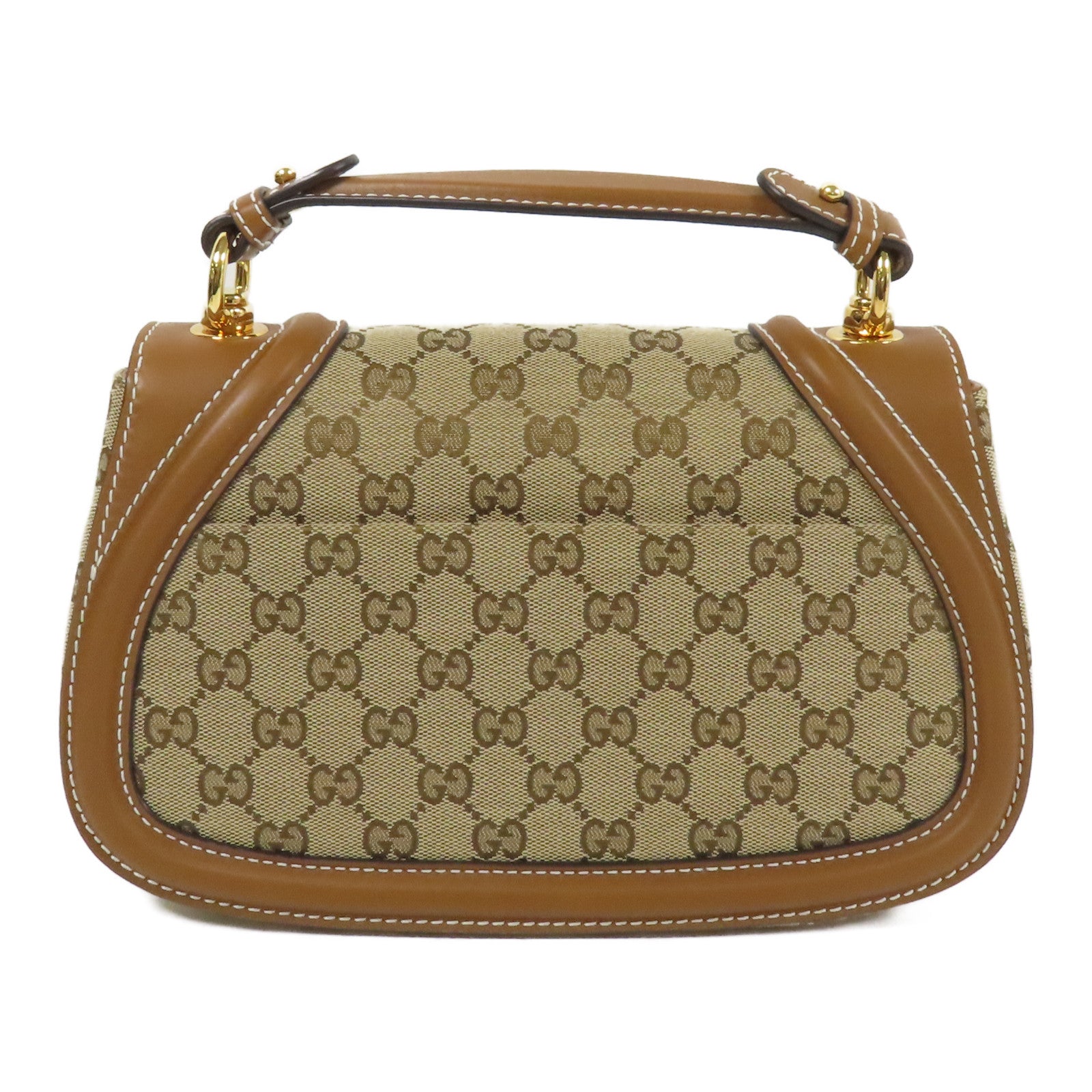 GUCCI 帆布Medium Blondie金扣手挽袋