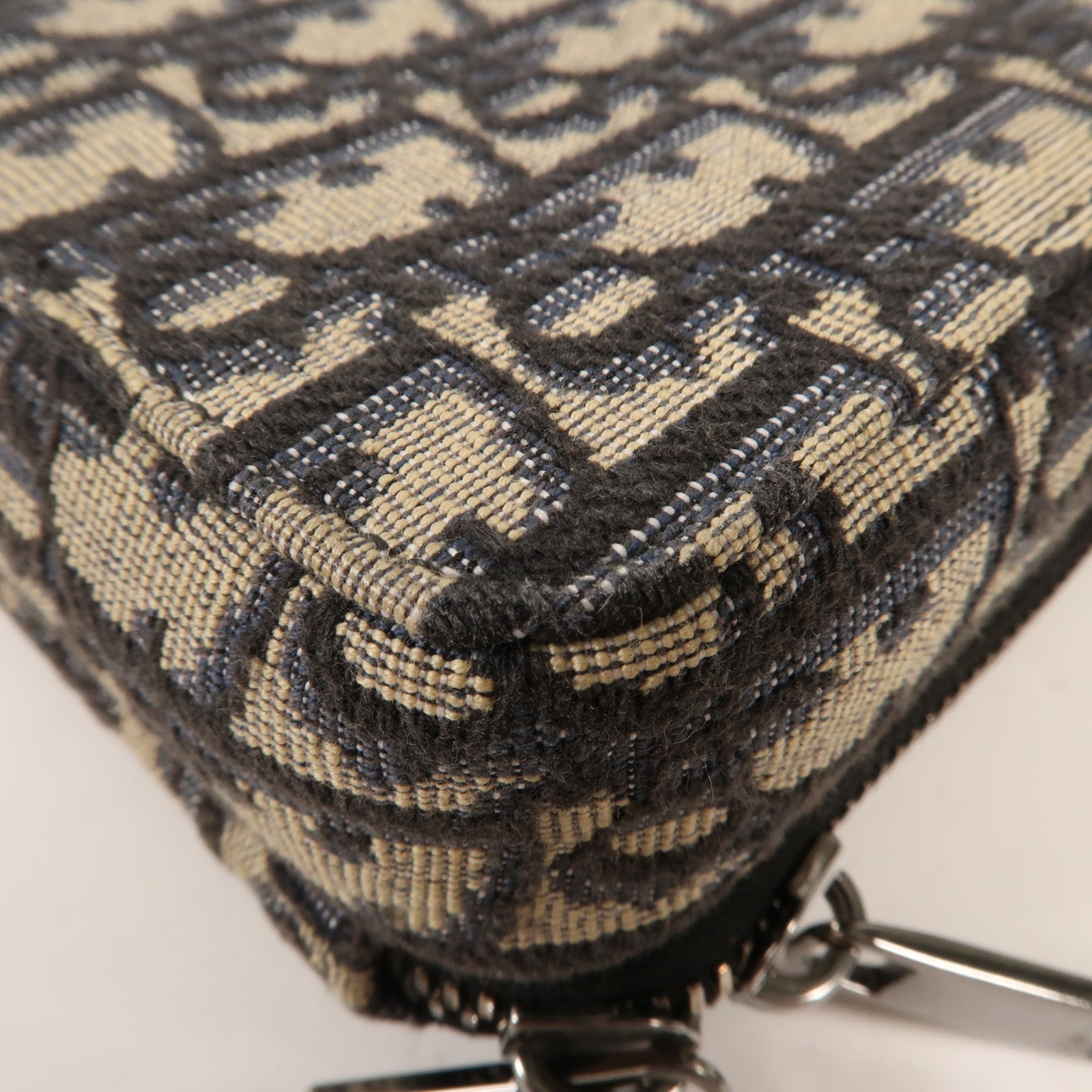 Dior Oblique帆布Zipper Pouch With Strap銀扣肩背袋