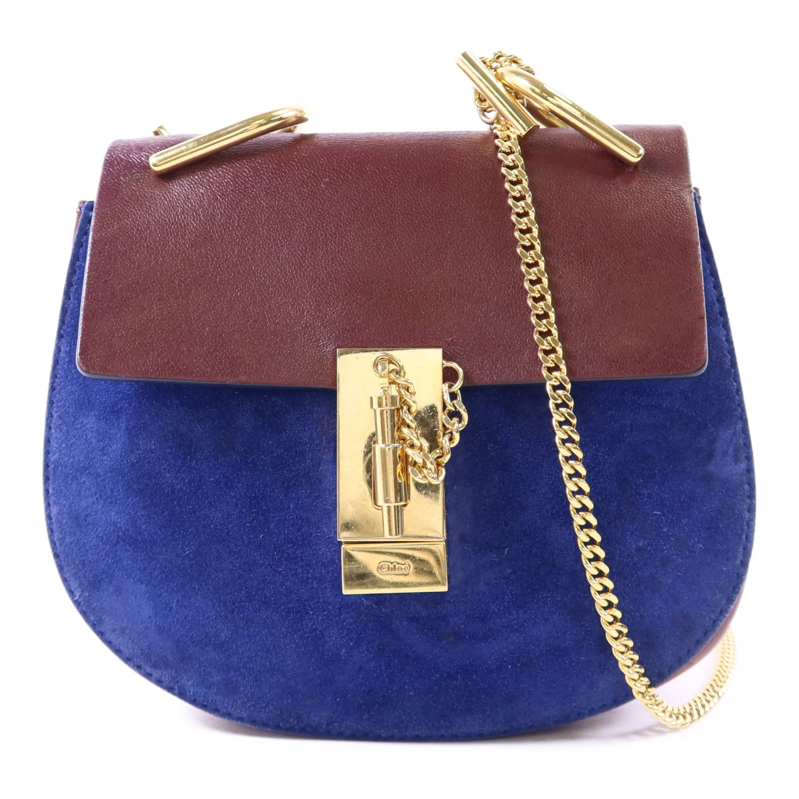 Chloe 【激減優惠】牛皮皮革/麂皮皮革Drew Shoulder Bag金扣鏈帶肩背袋