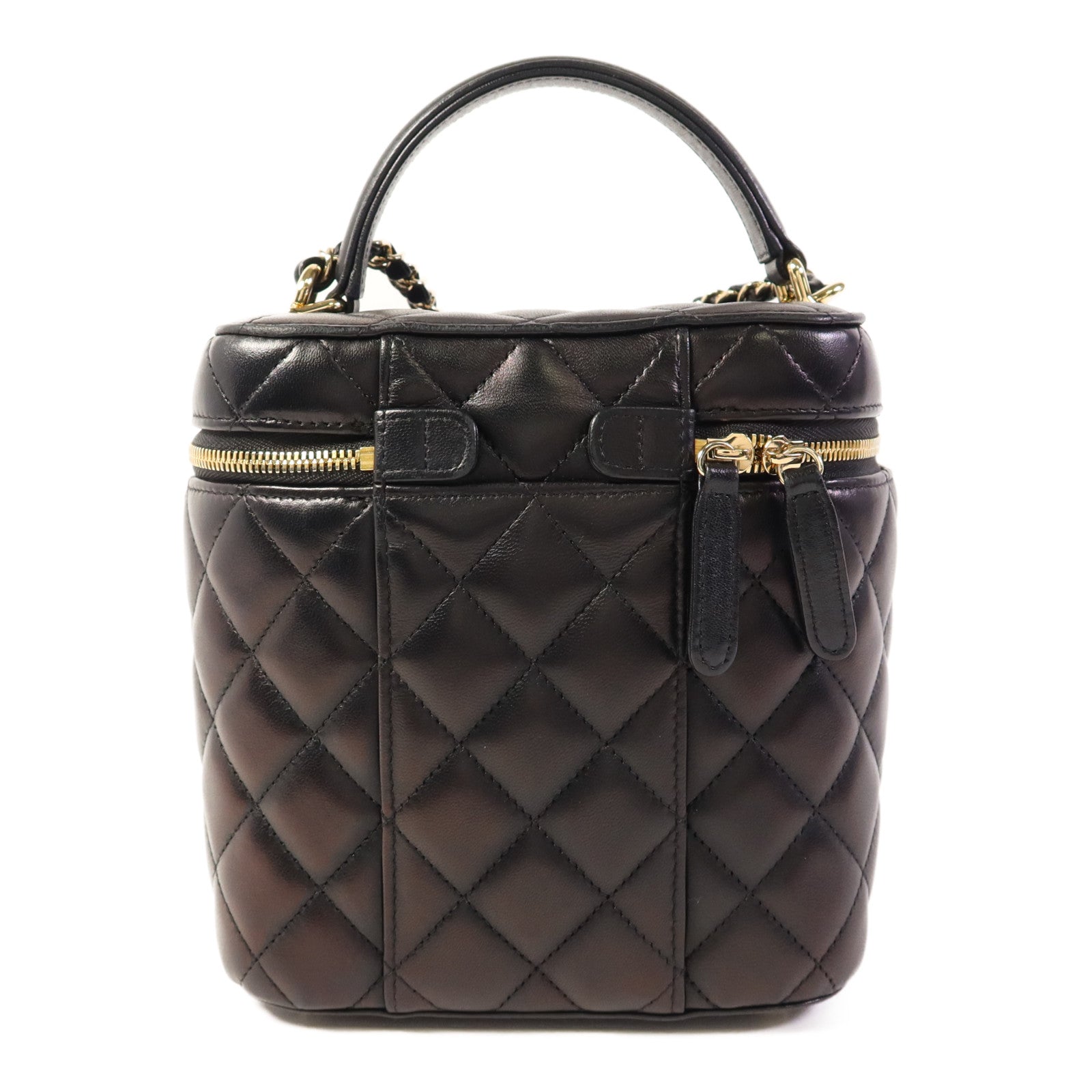 CHANEL 羊皮皮革Vanity Case金扣手挽肩背兩用袋