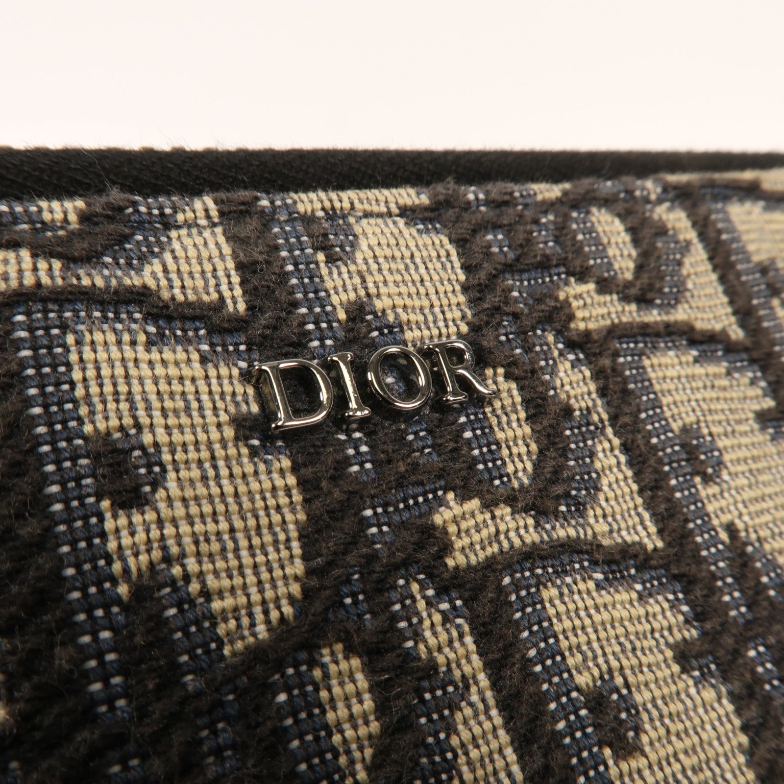 Dior Oblique帆布Zipper Pouch With Strap銀扣肩背袋