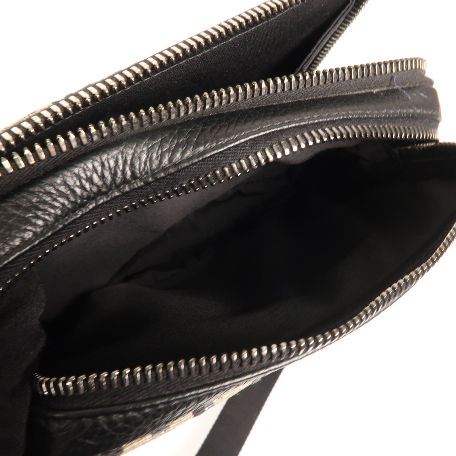 Dior Oblique帆布Zipper Pouch With Strap銀扣肩背袋