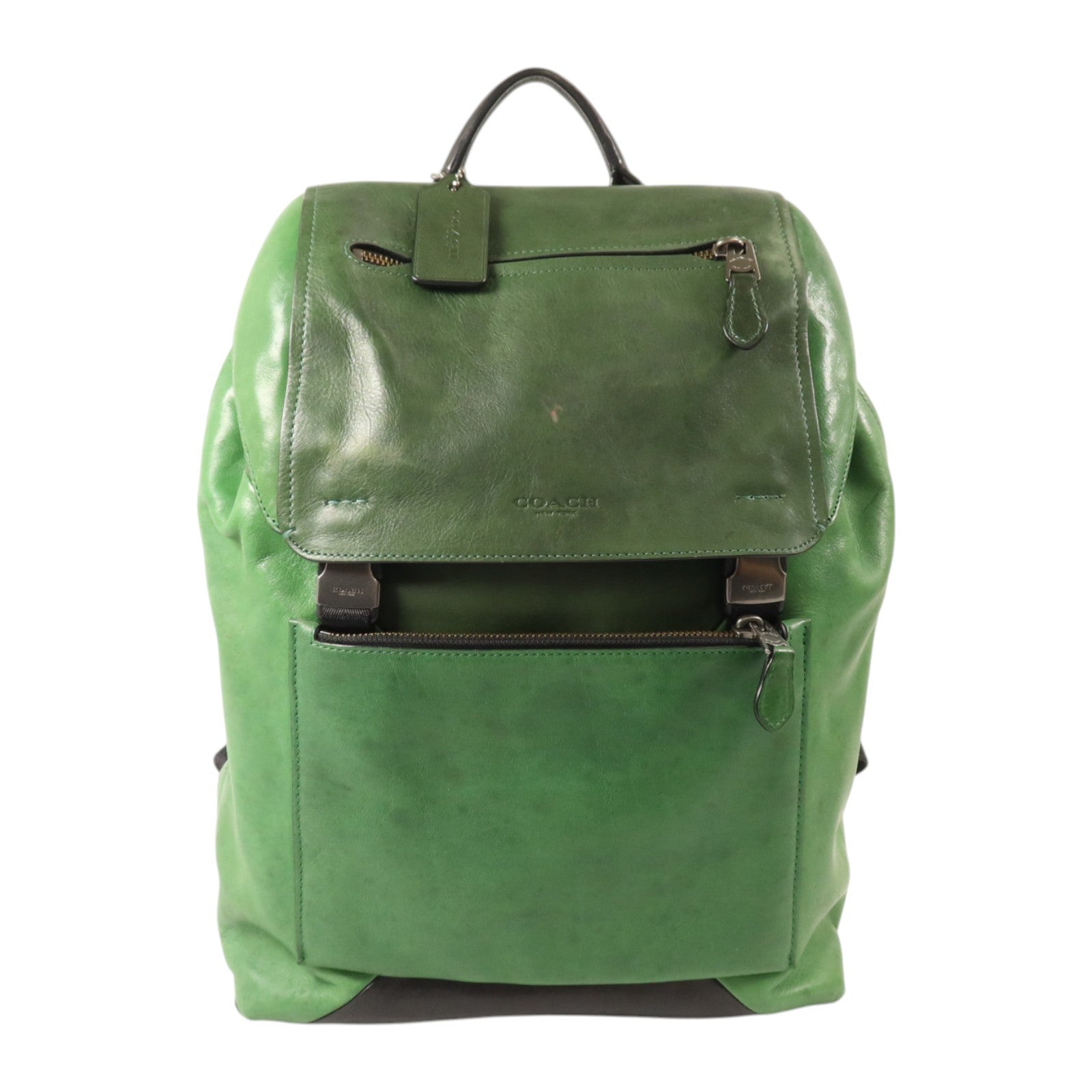 COACH 牛皮皮革Rucksack銀扣背包