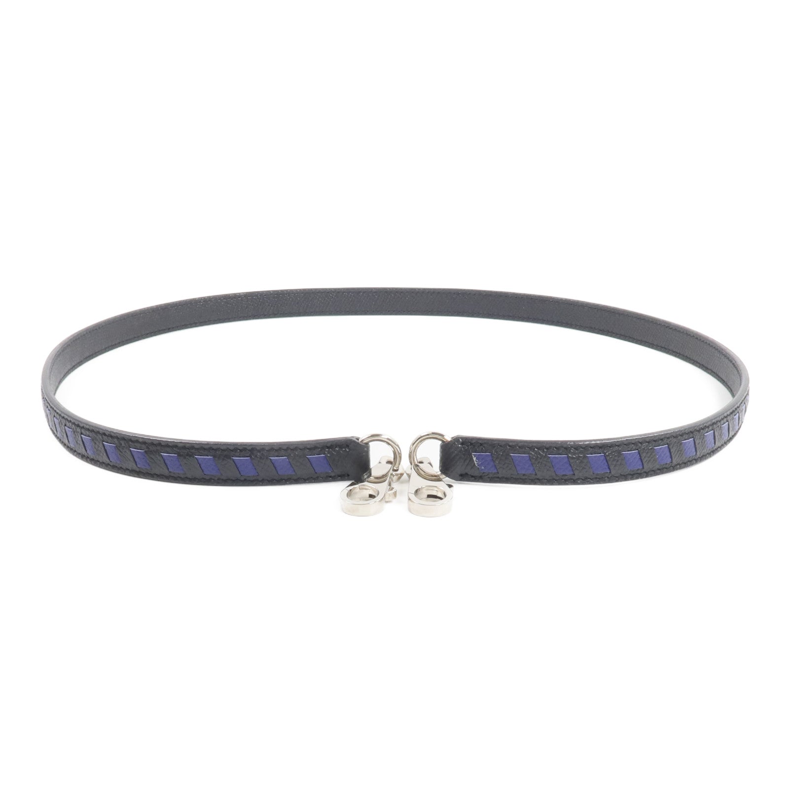 HERMES Epsom皮革Shoulder Strap肩帶Noir/Bleu Saphir
