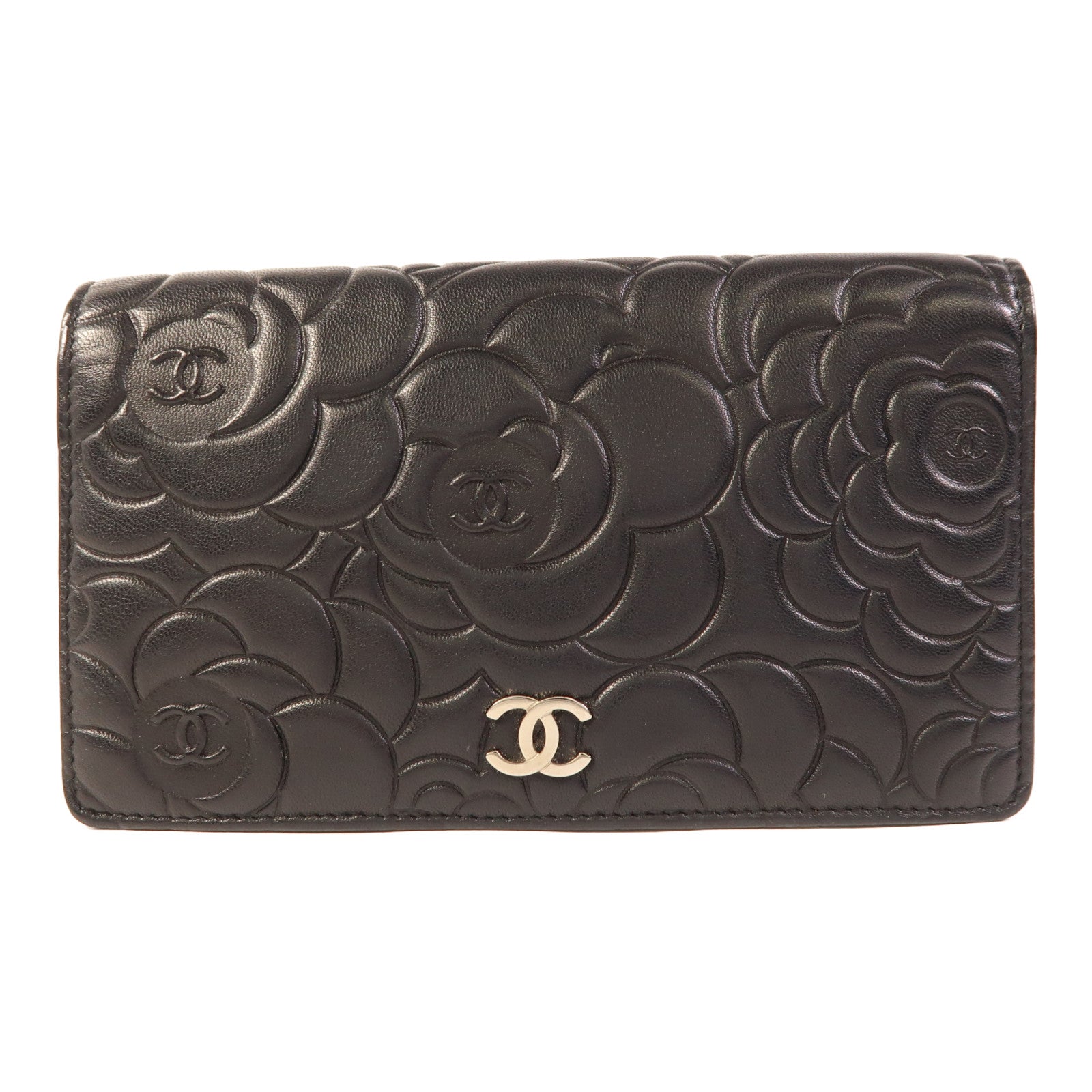 CHANEL 羊皮皮革Long Bifold Wallet銀扣長錢包