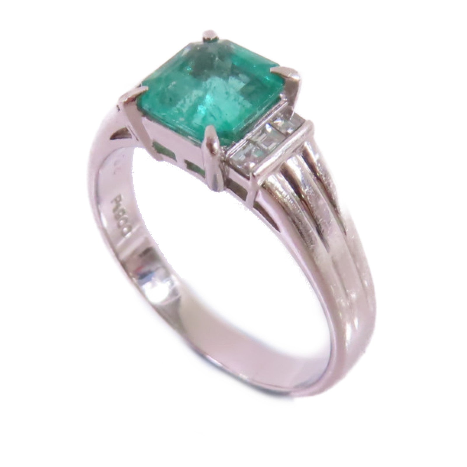 Jewelry 1.34ct Emerald 0.19ct Diamond Ring US#8.25 PT900 Platinum