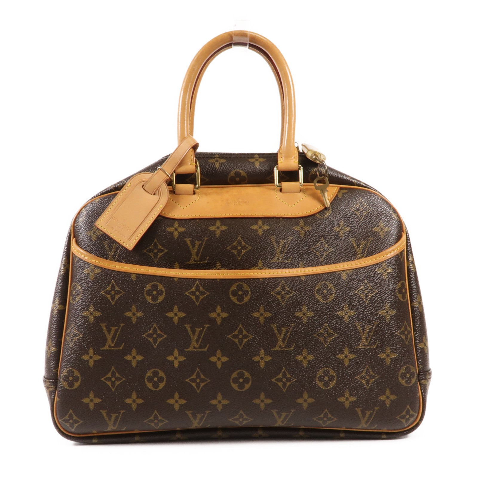 LOUIS VUITTON Monogram Deauville金扣手挽袋棕色