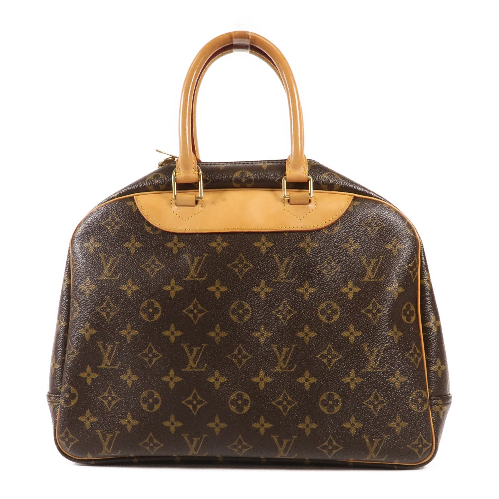 LOUIS VUITTON Monogram Deauville金扣手挽袋棕色
