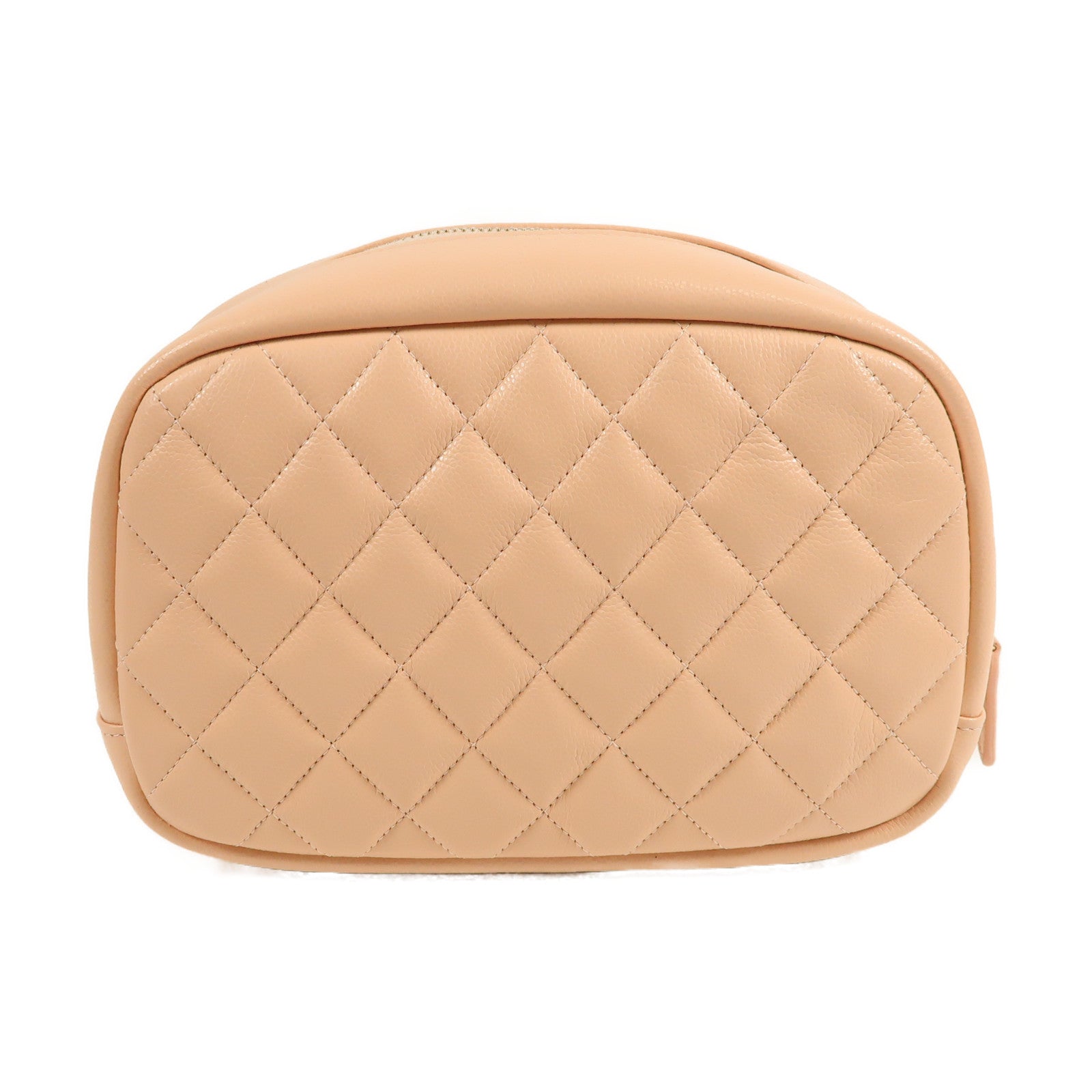 CHANEL 【激減優惠】牛皮皮革Cosmetic Pouch金扣化妝袋